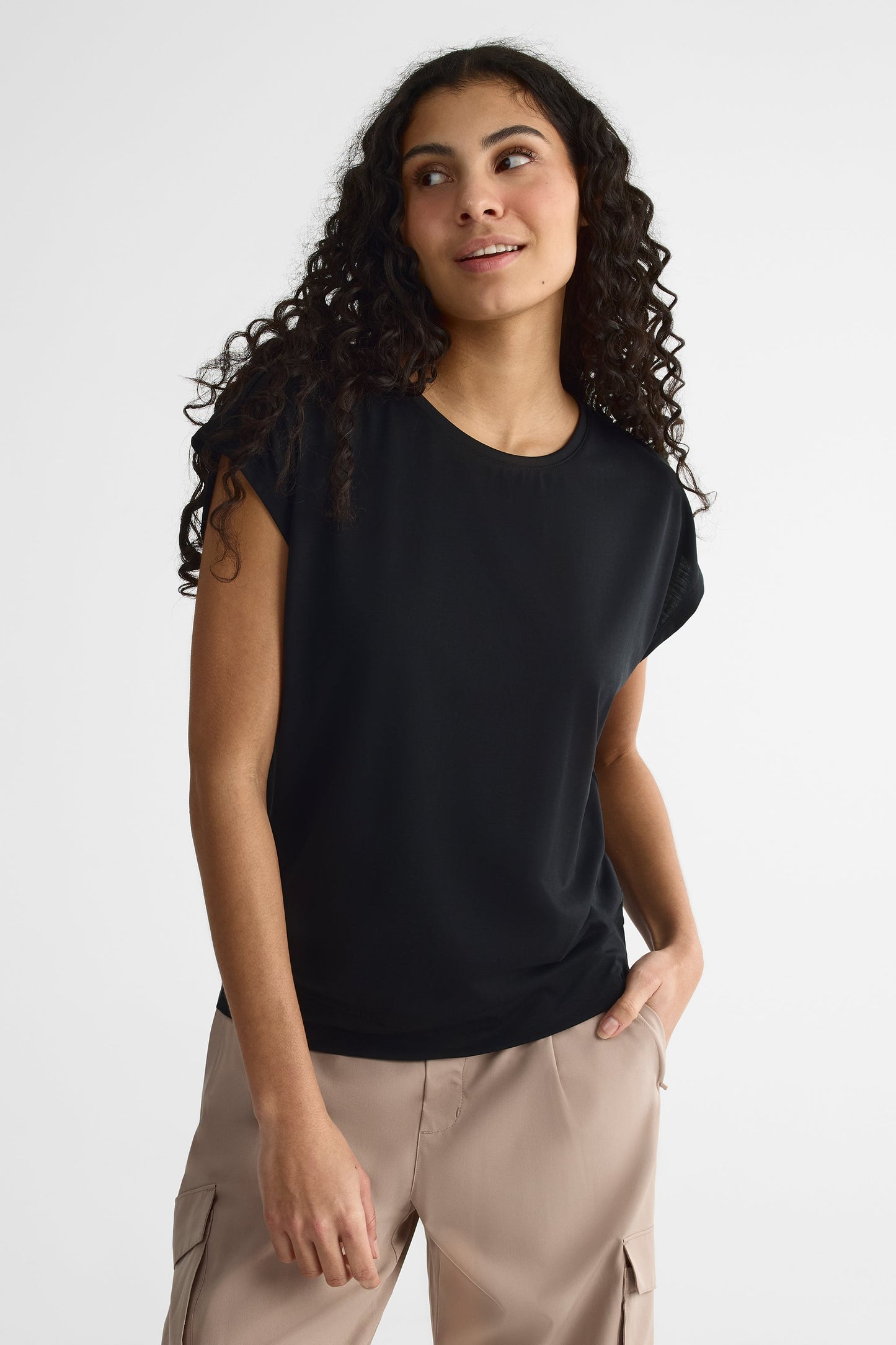 T-shirt col rond en jersey - Femme && NOIR
