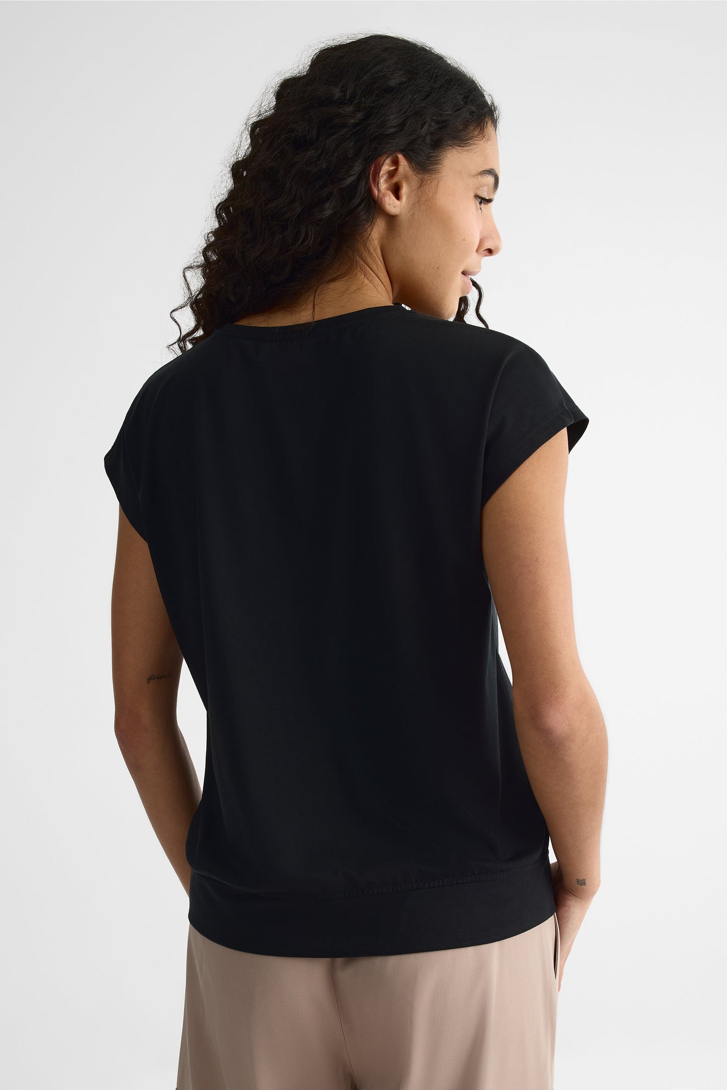 T-shirt col rond en jersey - Femme && NOIR
