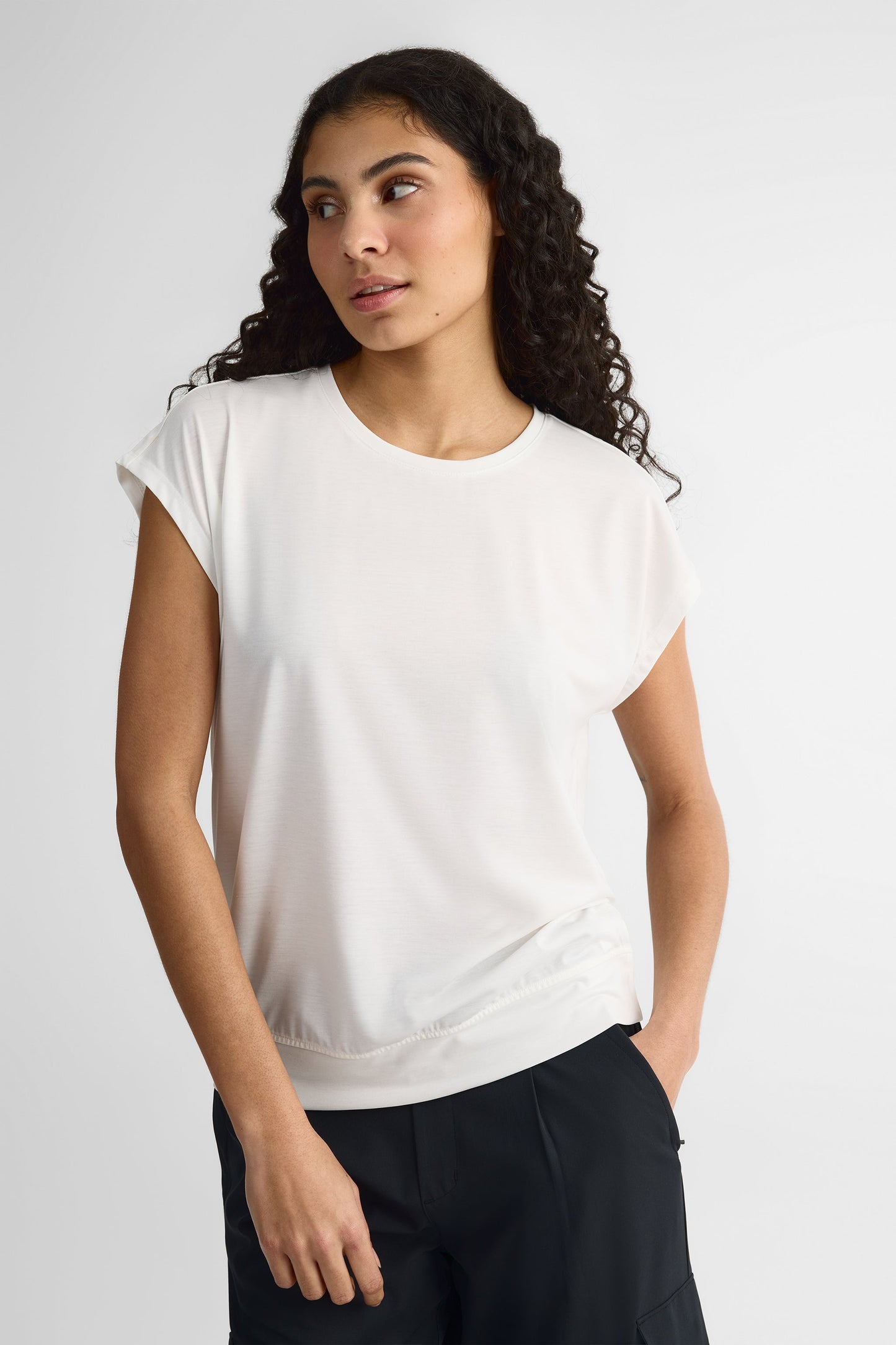 T-shirt col rond en jersey - Femme && BLANC