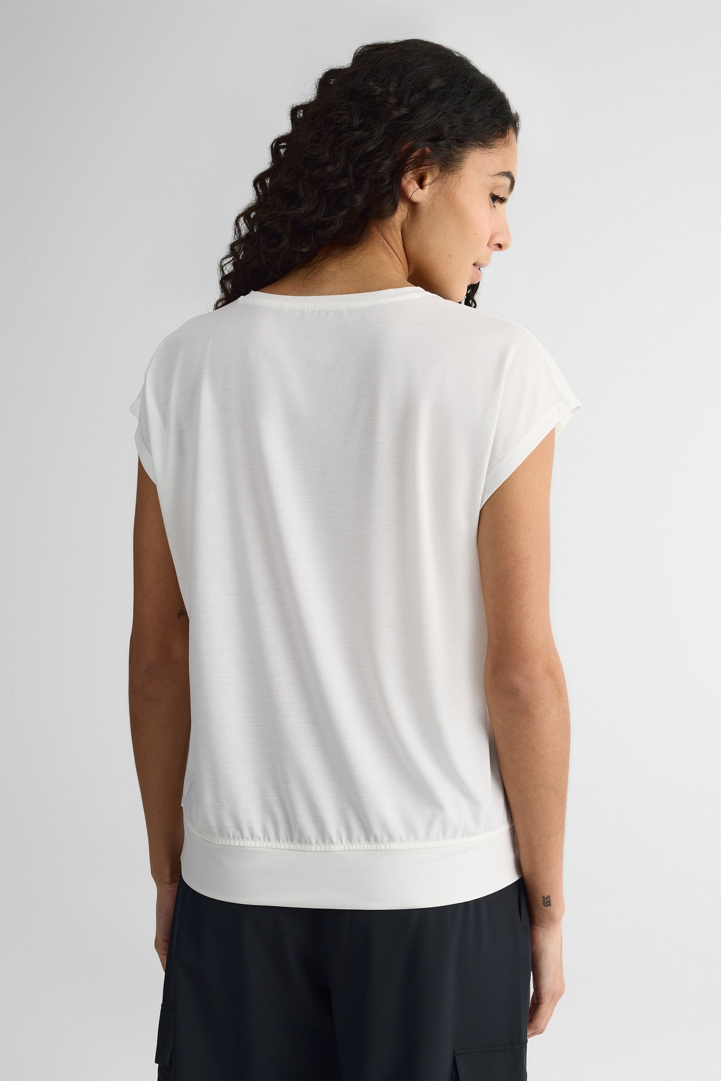 T-shirt col rond en jersey - Femme && BLANC