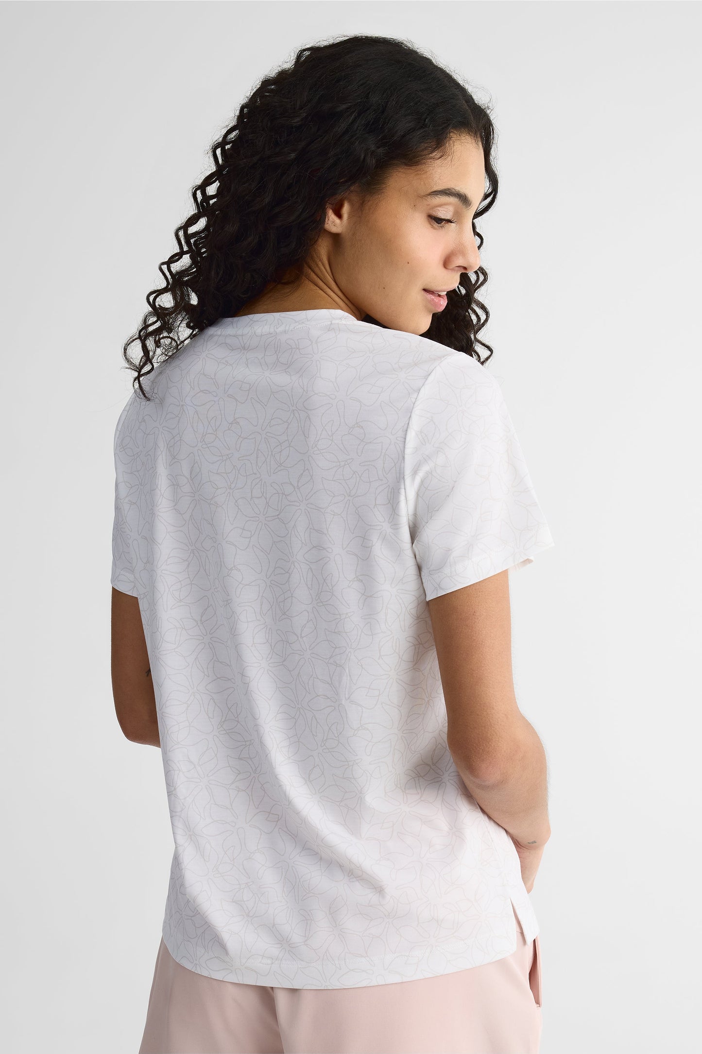 Chandail à manches courtes col rond - Femme && BLANC MULTI