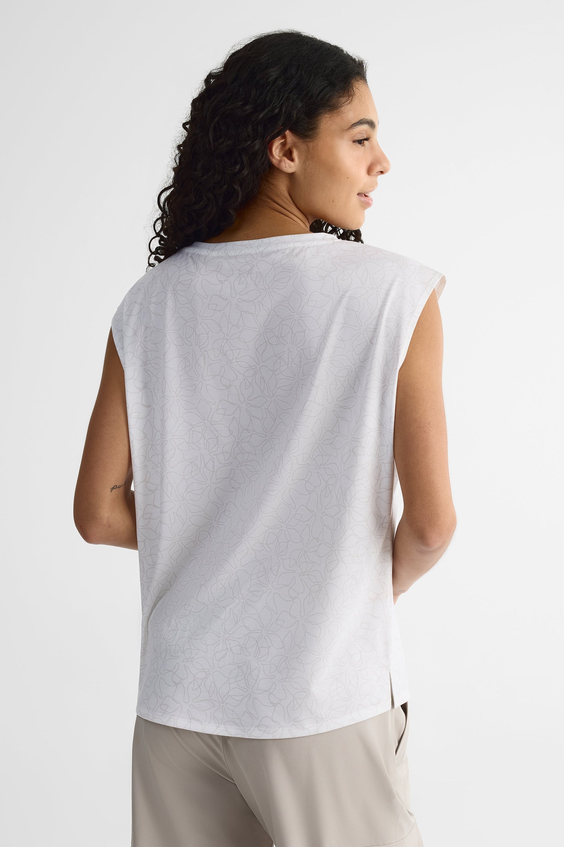 Camisole col bateau en Tencel - Femme && BLANC MULTI
