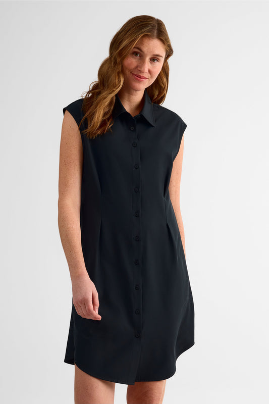 Robe chemise à boutons - Femme && NOIR