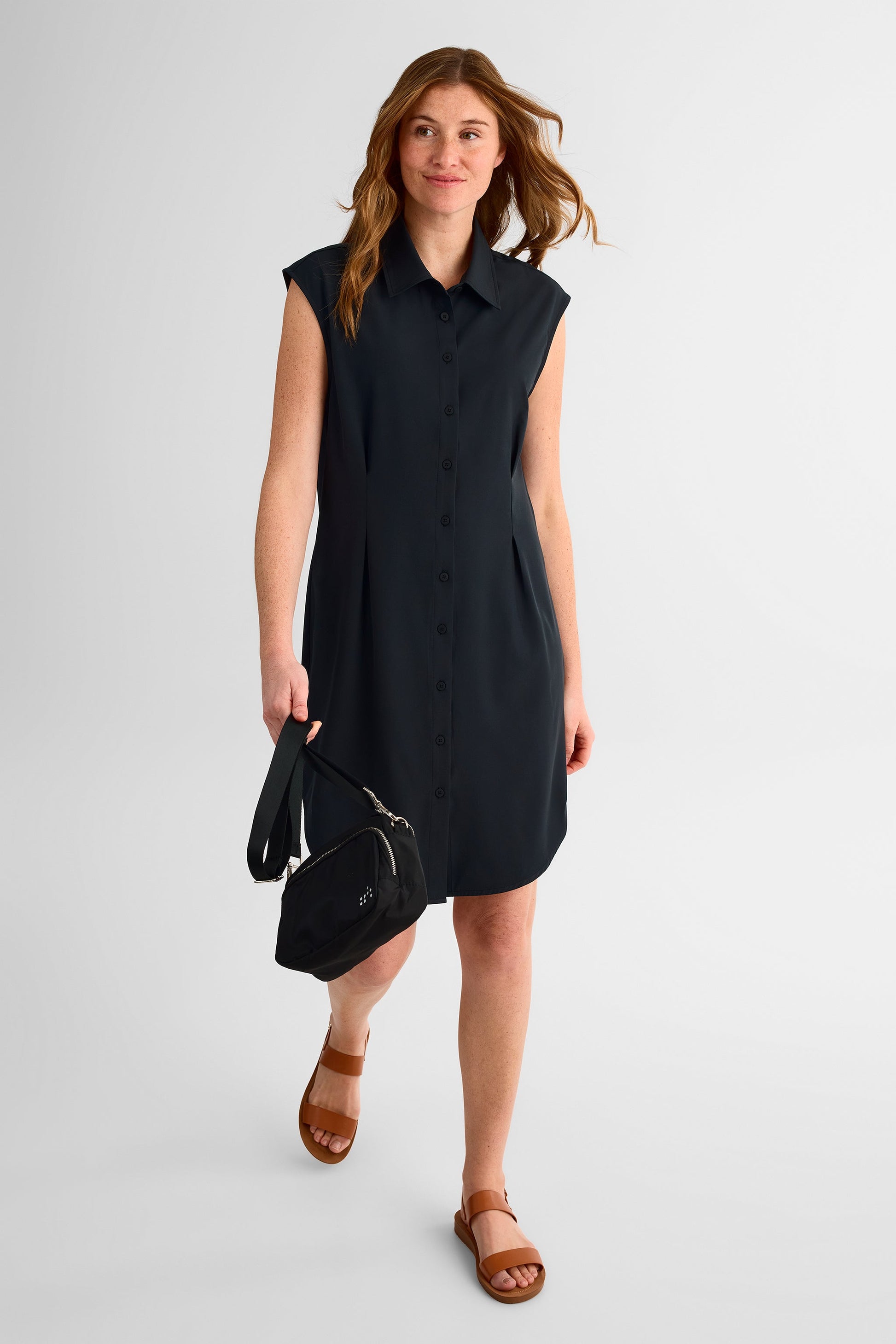 Robe chemise à boutons - Femme && NOIR