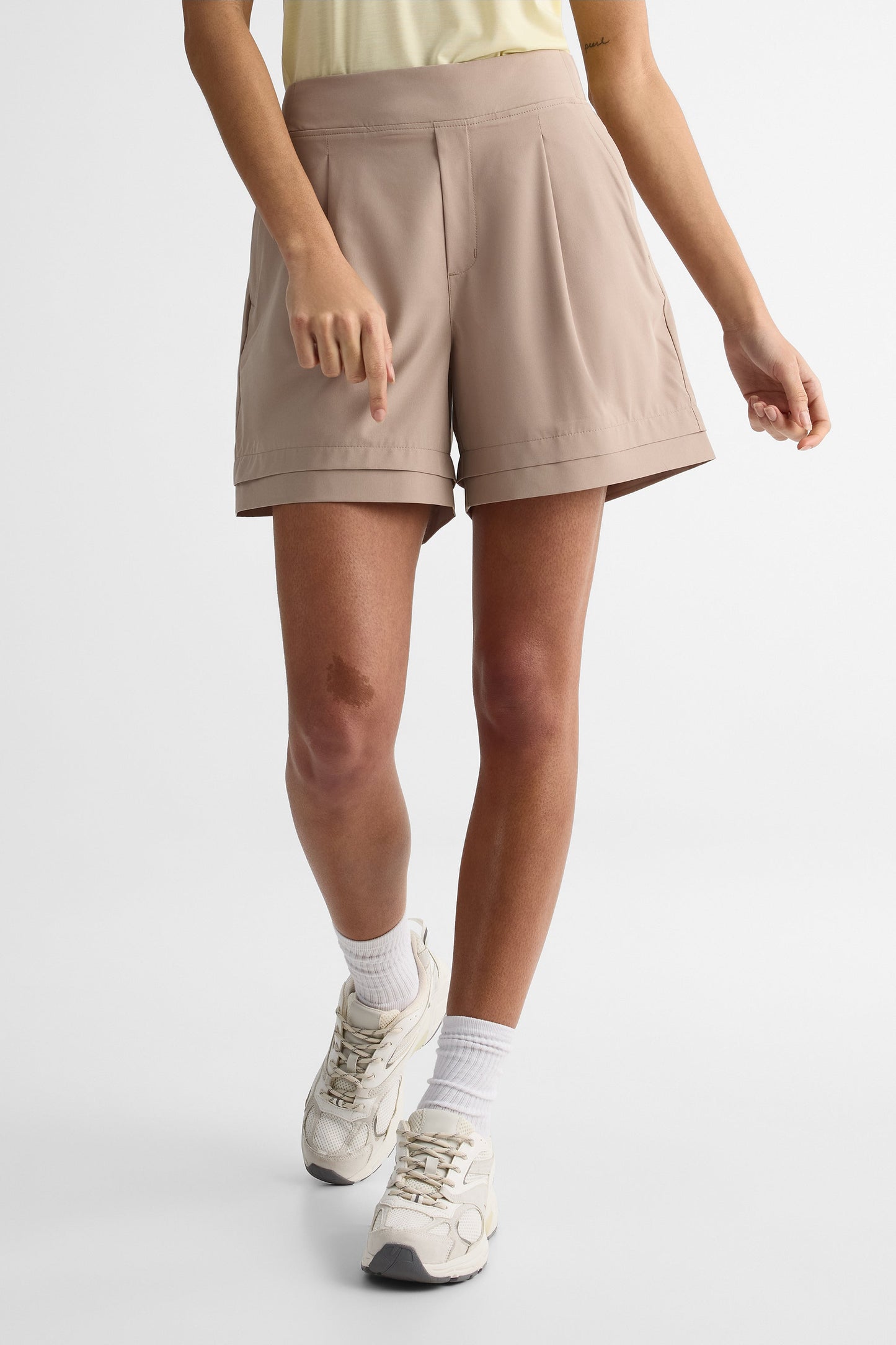 Short bande de taille élastique - Femme && BRUN