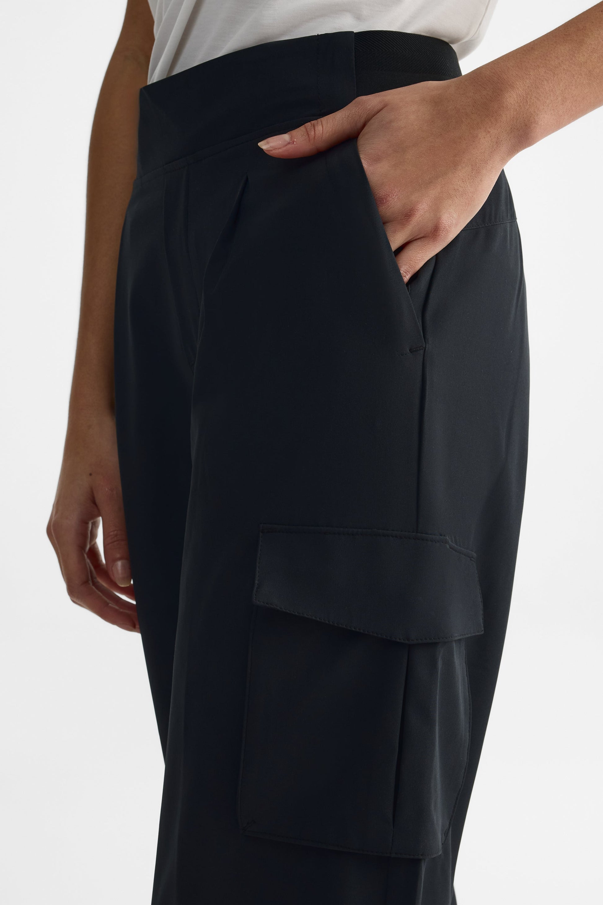 Pantalon cropped large avec poches - Homme && NOIR