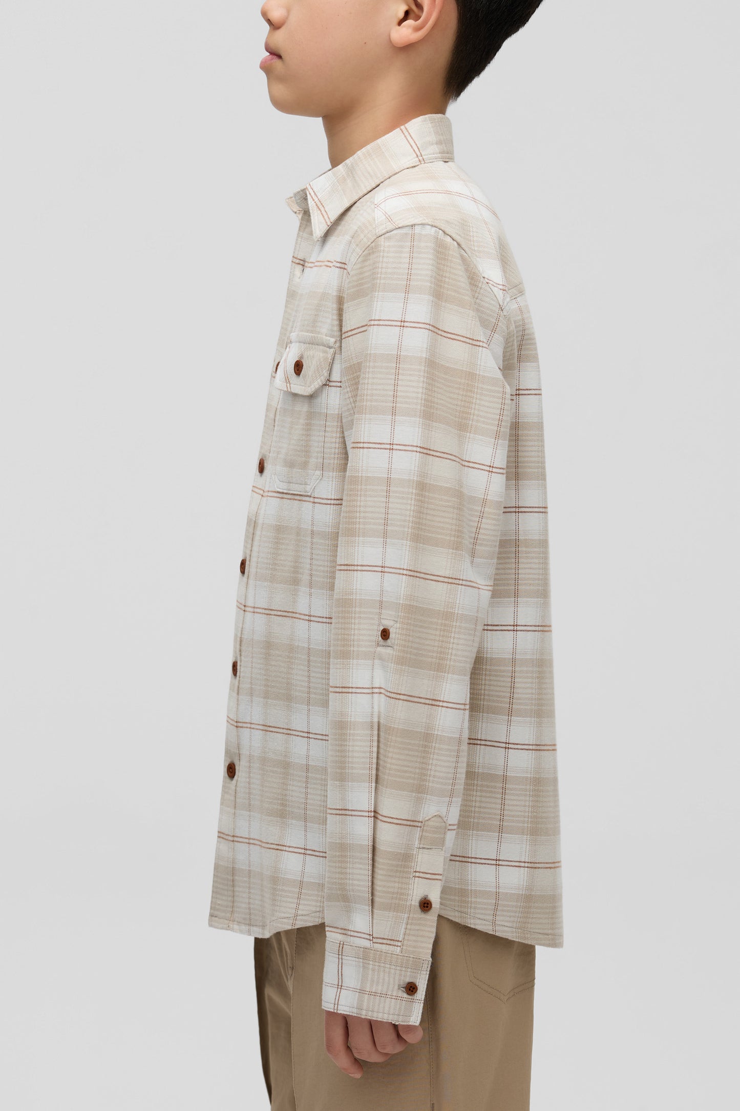 Chemise à carreaux en coton ultradoux - Ado garçon && BEIGE/MULTI