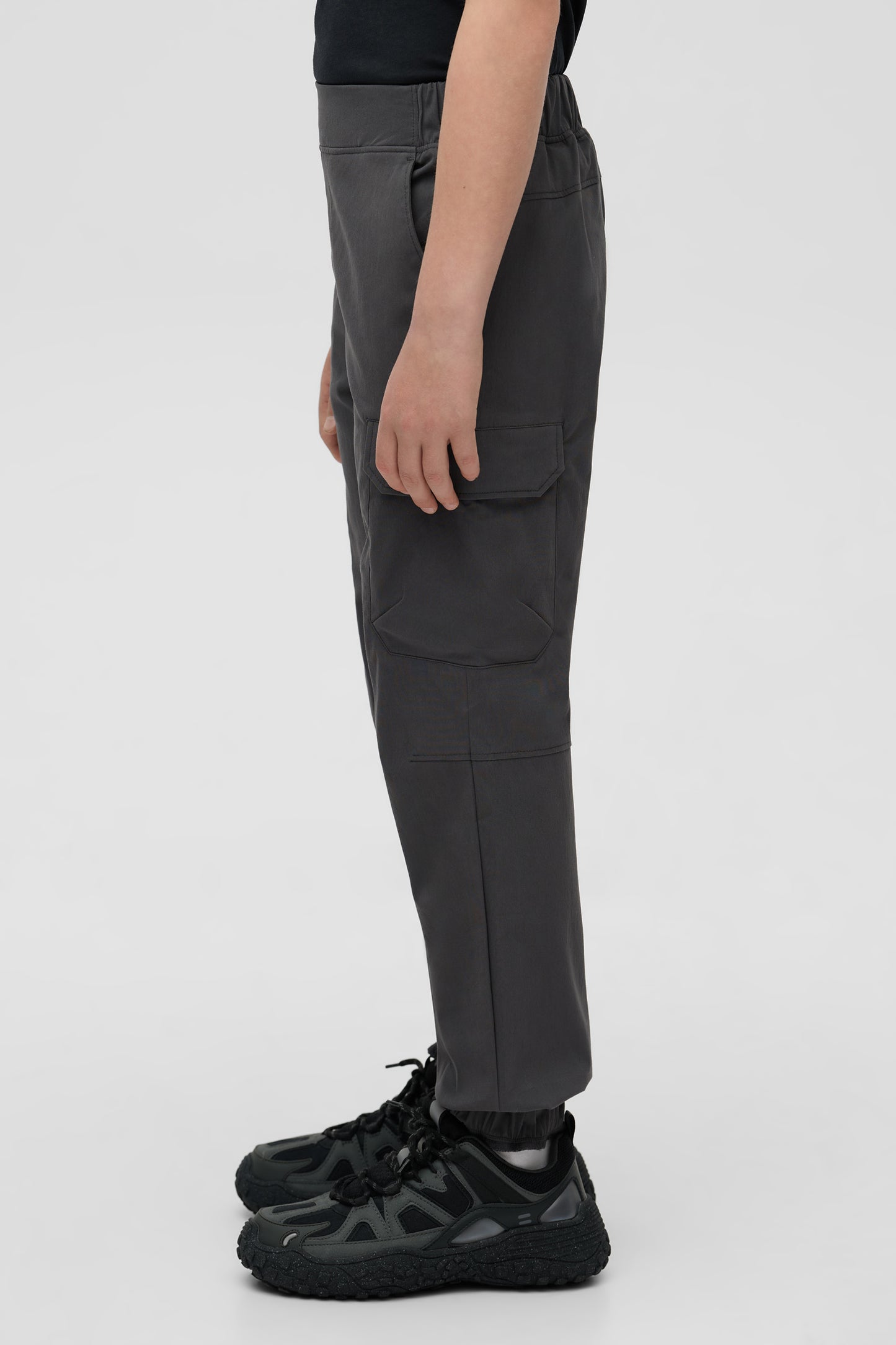 Pantalon jogger cargo ultraextensible - Ado garçon && GRIS FONCE