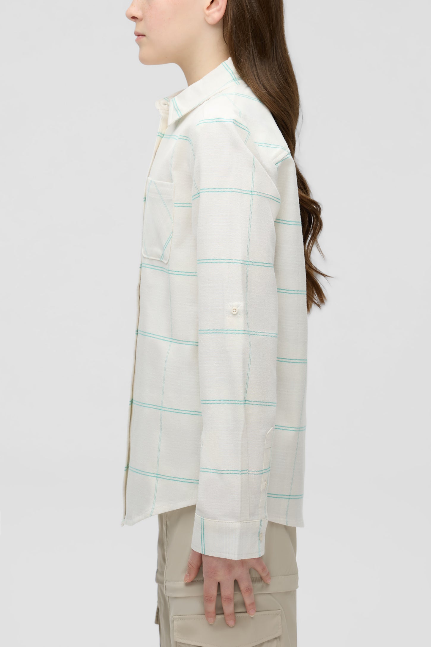 Chemise à carreaux en coton ultradoux - Ado fille && BLANC MULTI