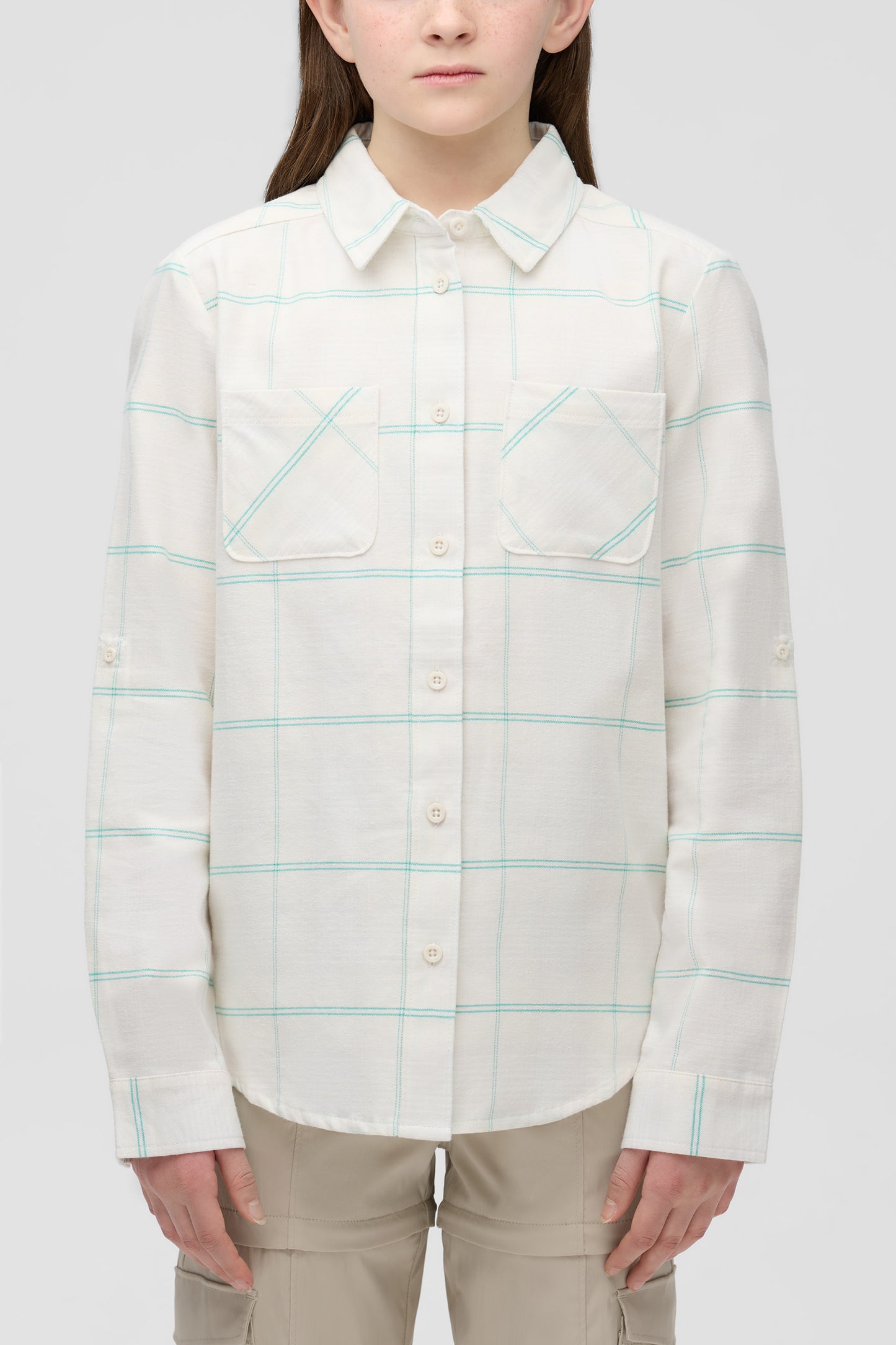 Chemise à carreaux en coton ultradoux - Ado fille && BLANC MULTI