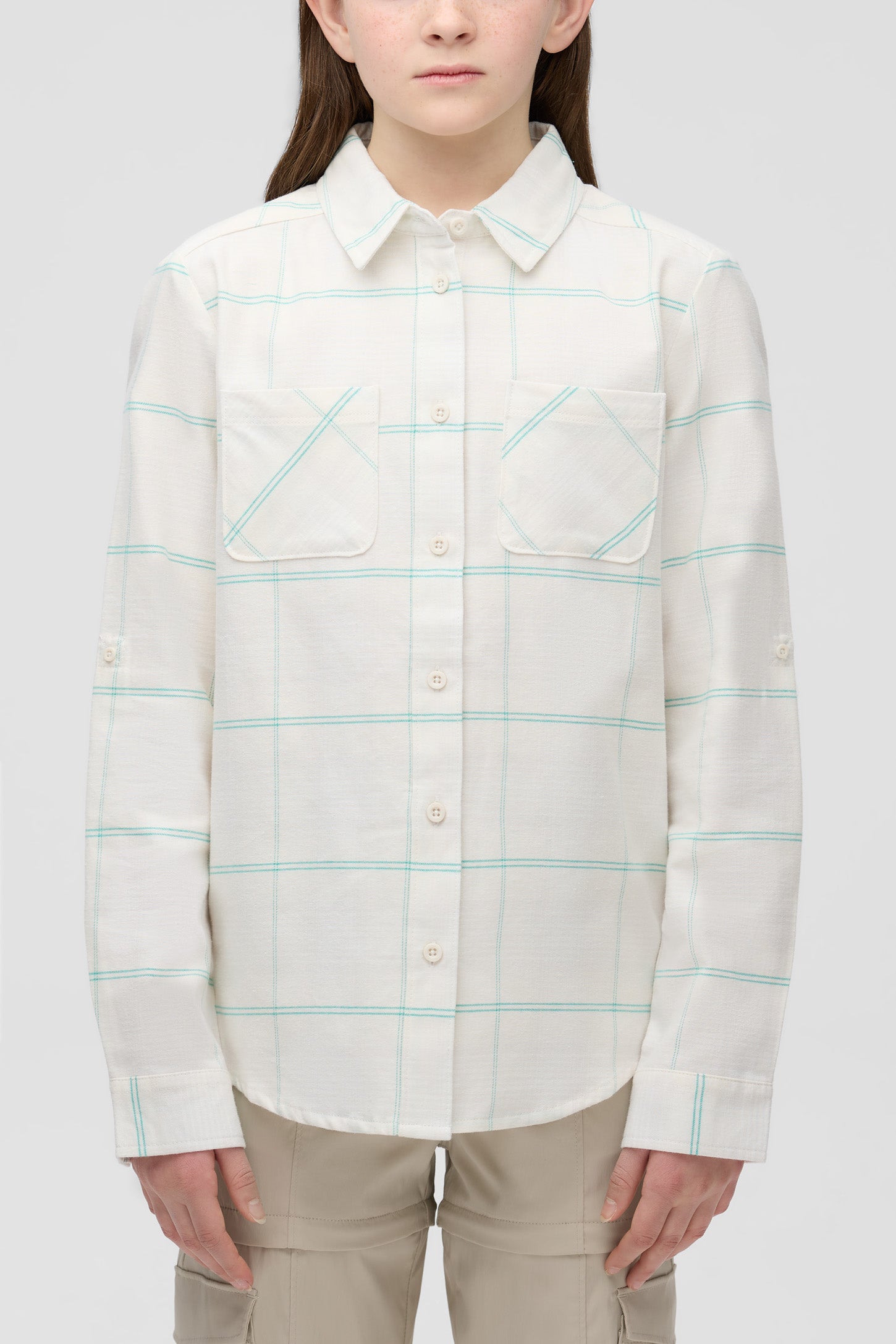 Chemise à carreaux en coton ultradoux - Ado fille && BLANC MULTI