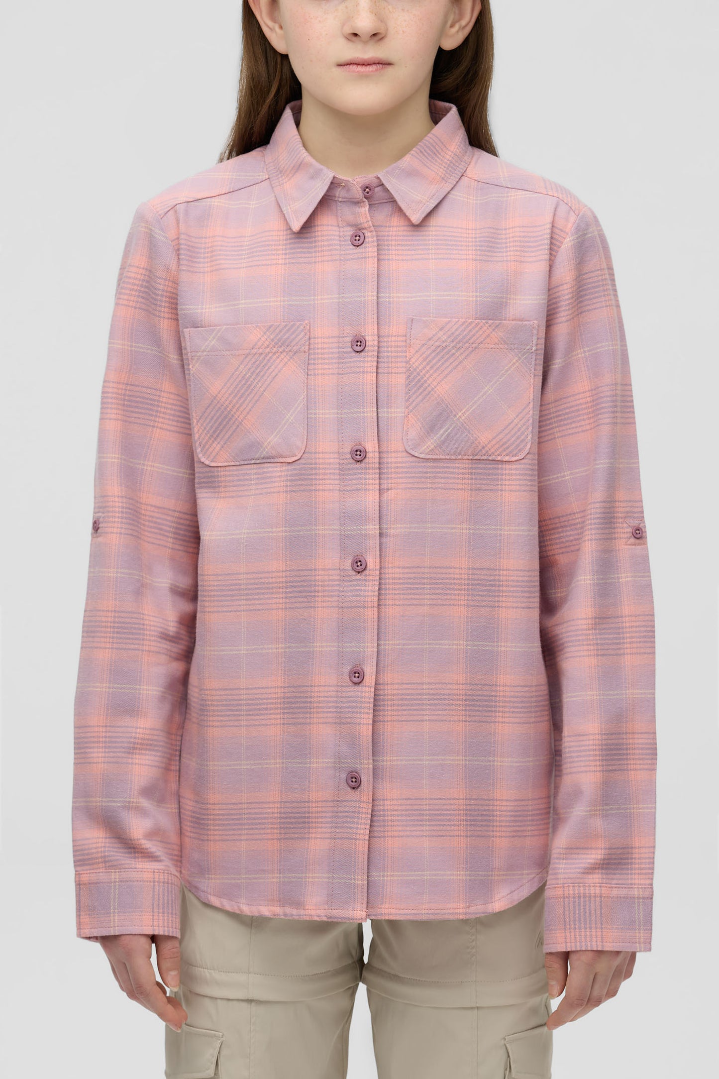 Chemise à carreaux en coton ultradoux - Ado fille && ROSE MULTI