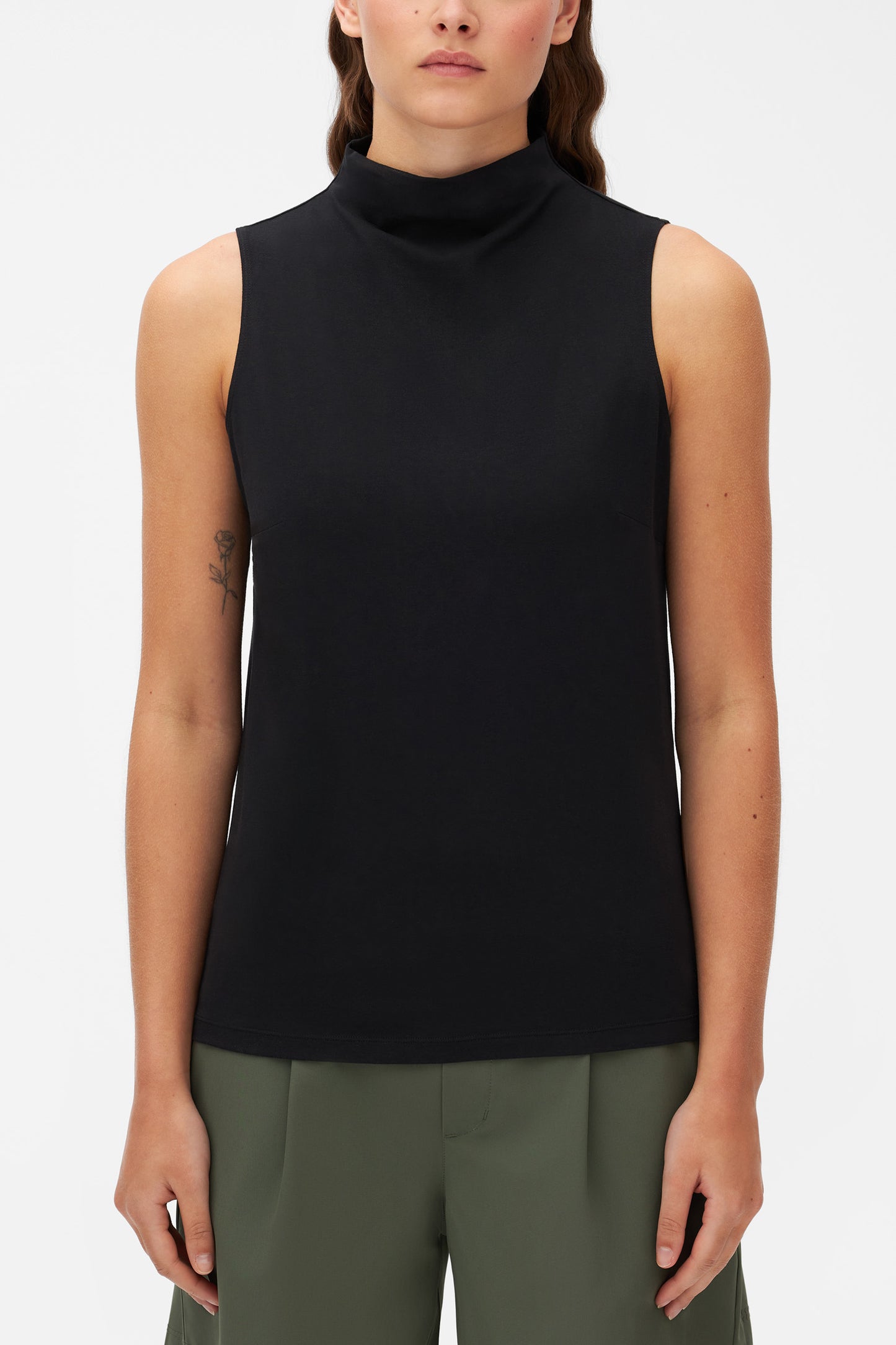 Camisole à col montant à séchage rapide - Femme && GRIS FONCE