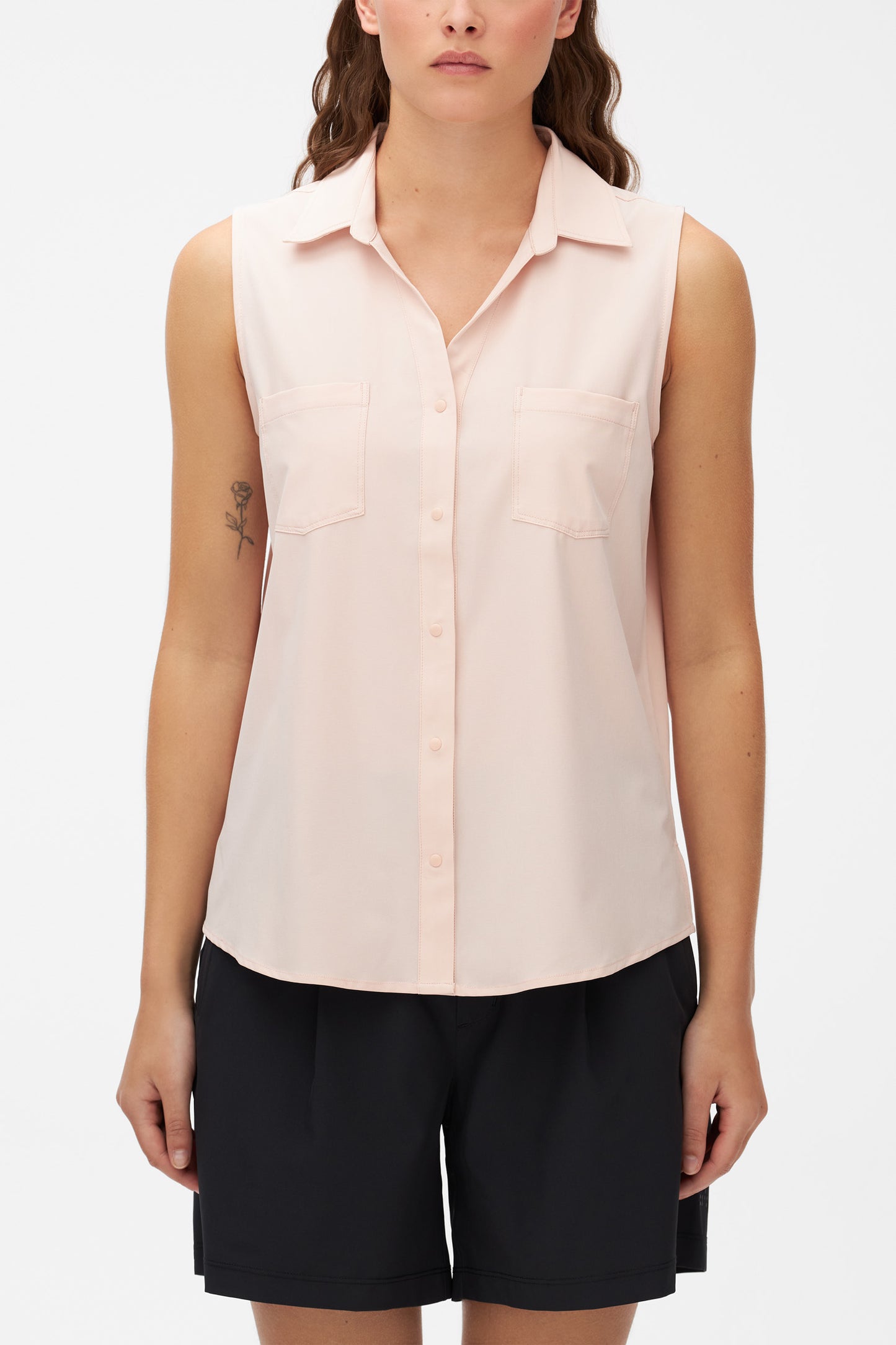 Chemise sans manches antifroissement - Femme && ROSE