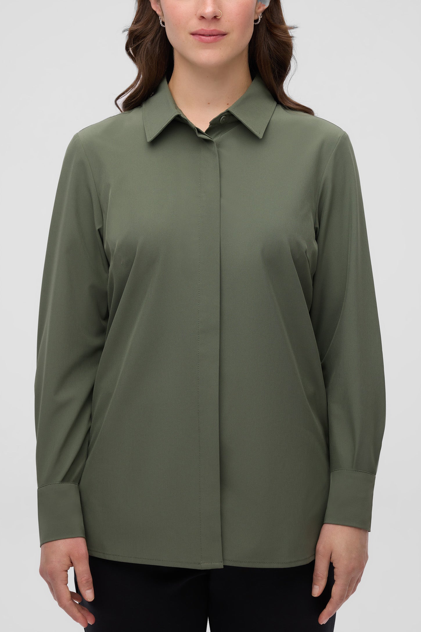 Chemise à séchage rapide antifroissement - Femme && VERT