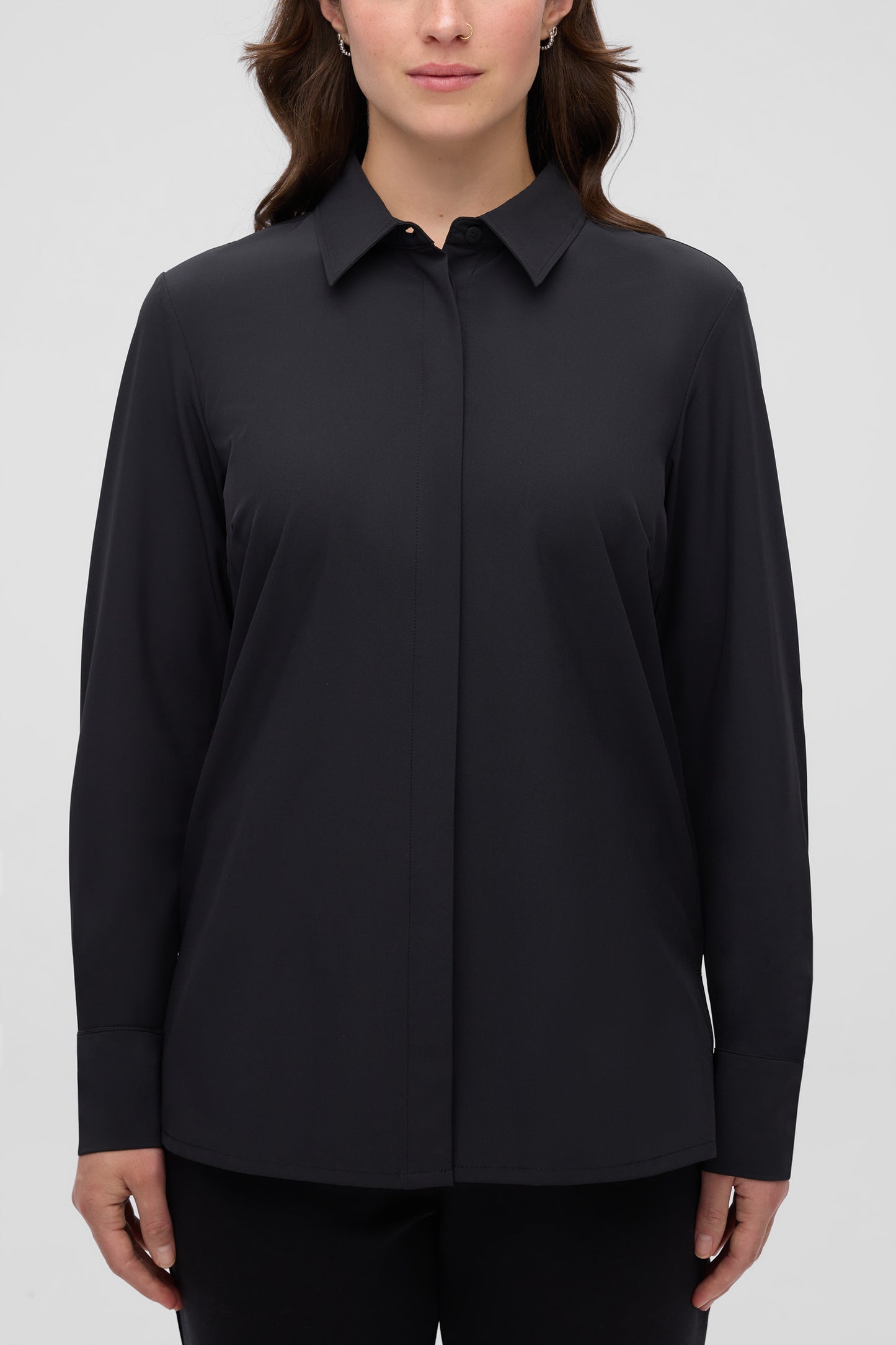 Chemise à séchage rapide antifroissement - Femme && GRIS FONCE