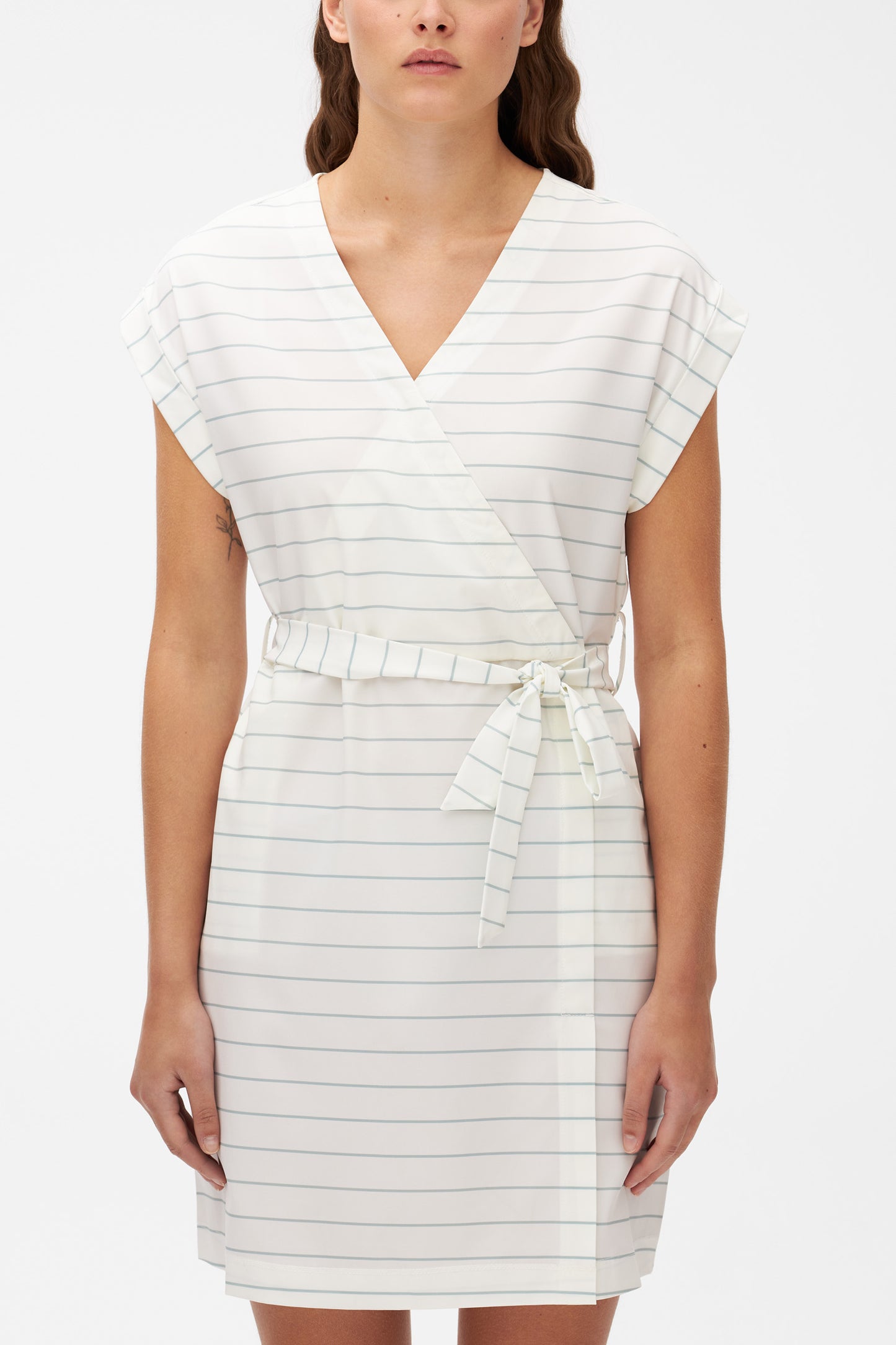 Robe cache-cœur à séchage rapide - Femme && BLANC MULTI