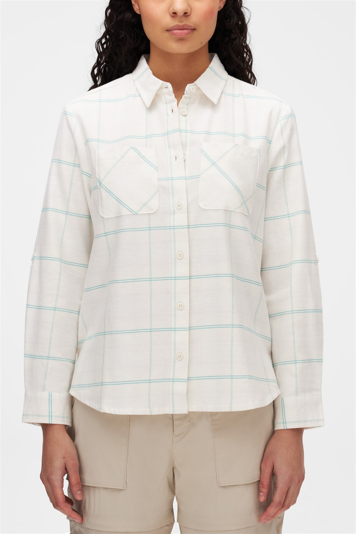 Chemise à carreaux en coton ultradoux - Femme && BLANC MULTI