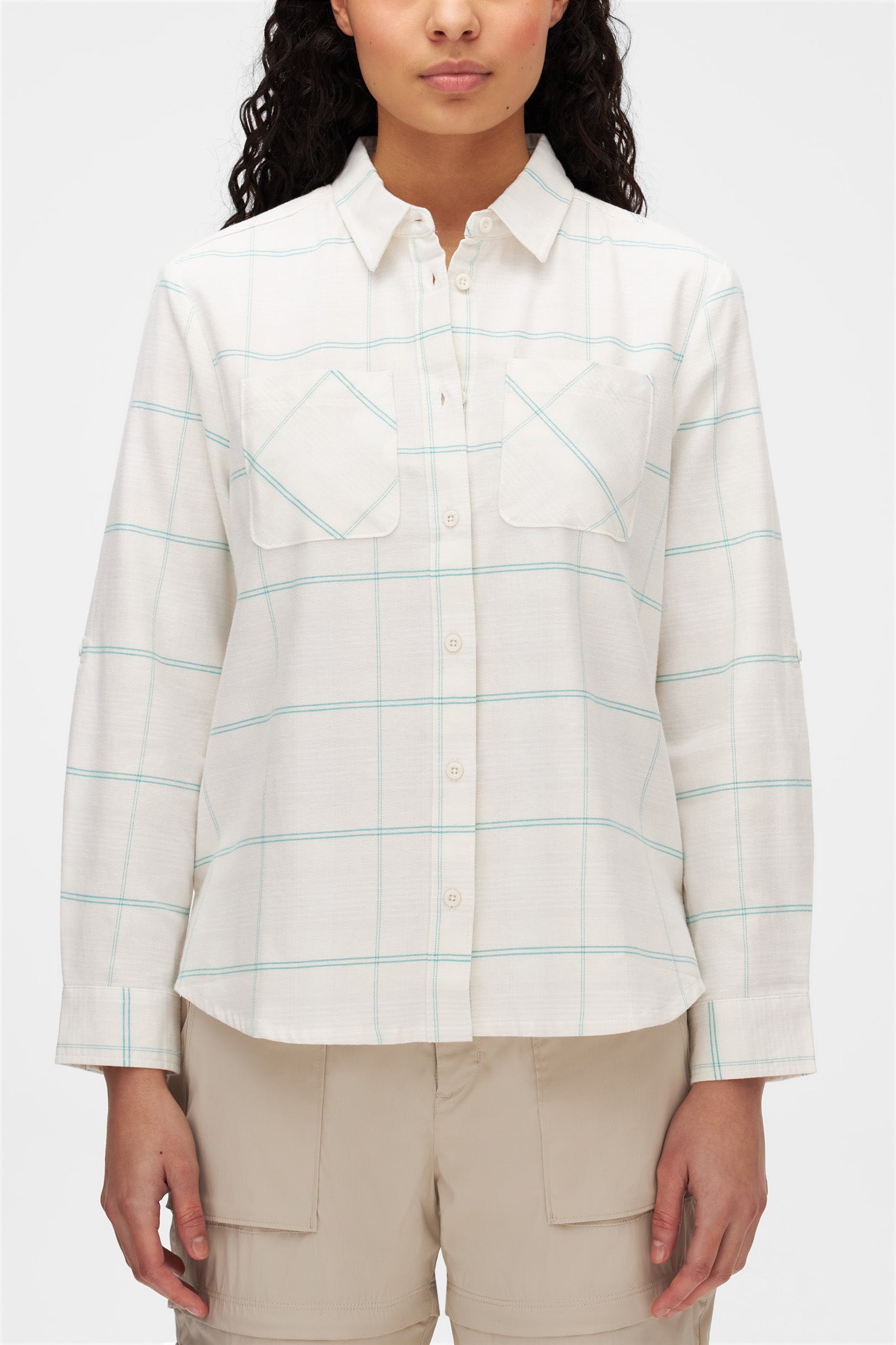 Chemise à carreaux en coton ultradoux - Femme && BLANC MULTI