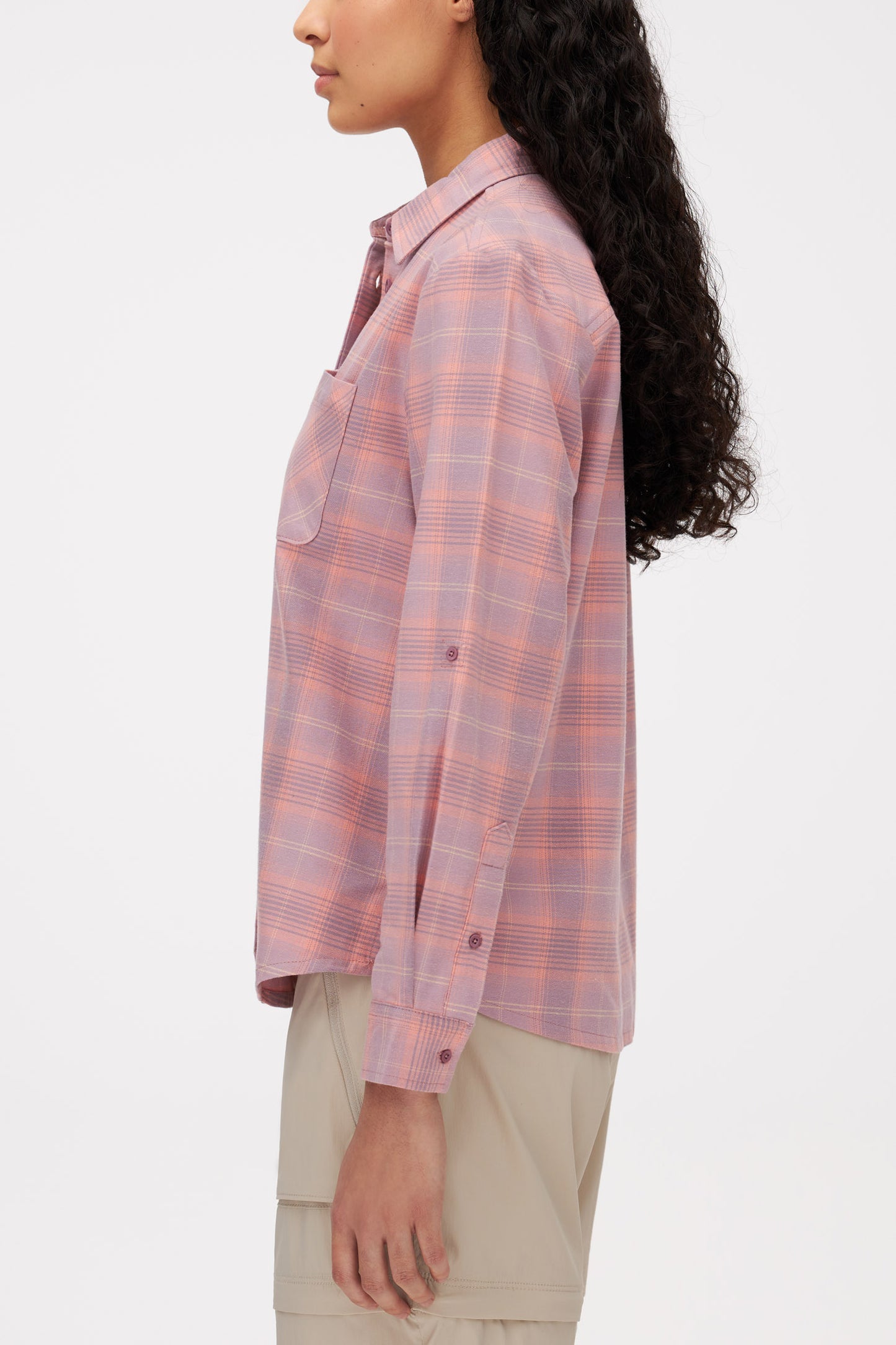 Chemise à carreaux en coton ultradoux - Femme && ROSE MULTI
