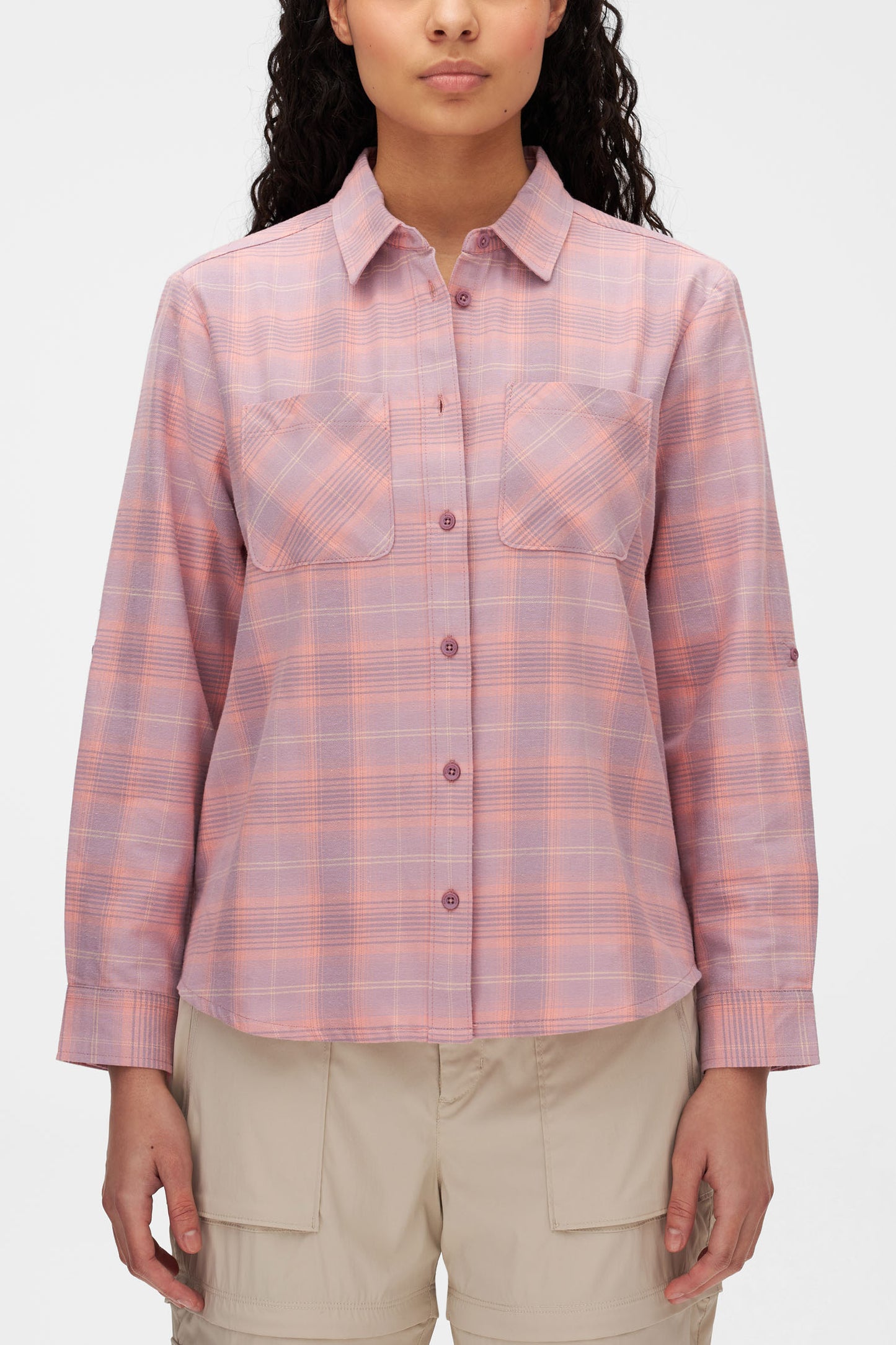 Chemise à carreaux en coton ultradoux - Femme && ROSE MULTI