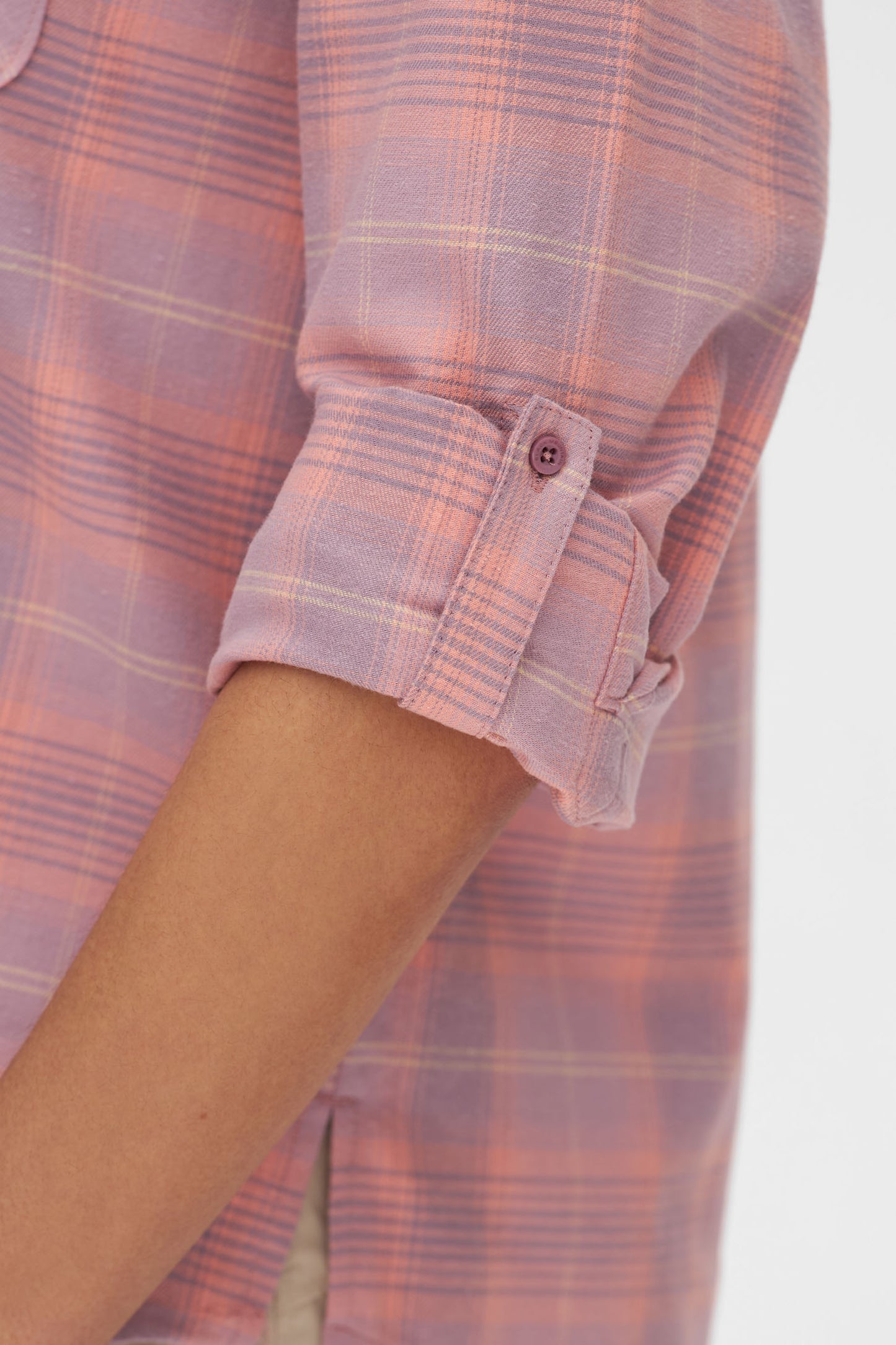 Chemise à carreaux en coton ultradoux - Femme && ROSE MULTI