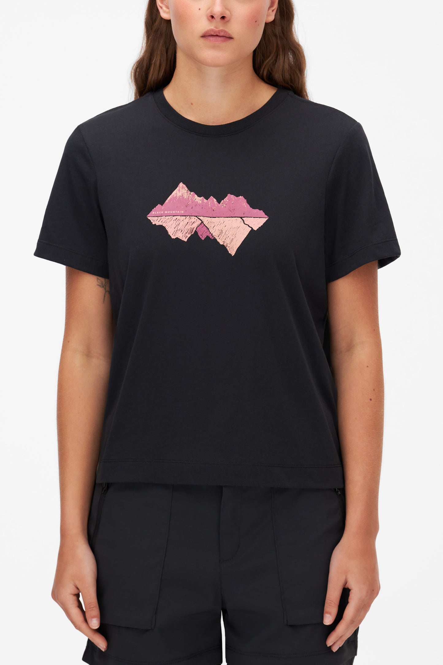 T-shirt court performant avec impression - Femme && GRIS FONCE