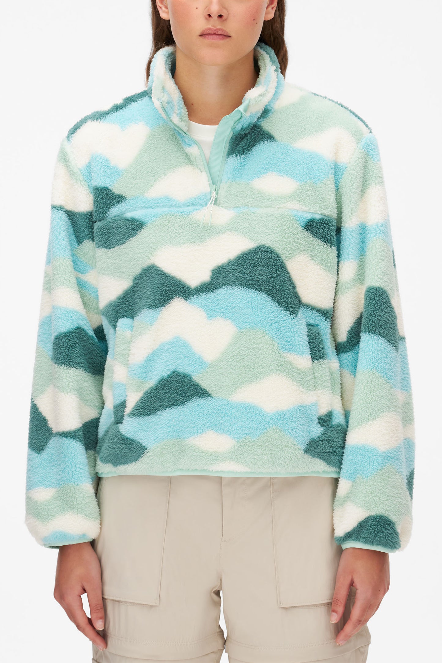 Chandail ultradoux en sherpa - Femme && VERT/MULTI