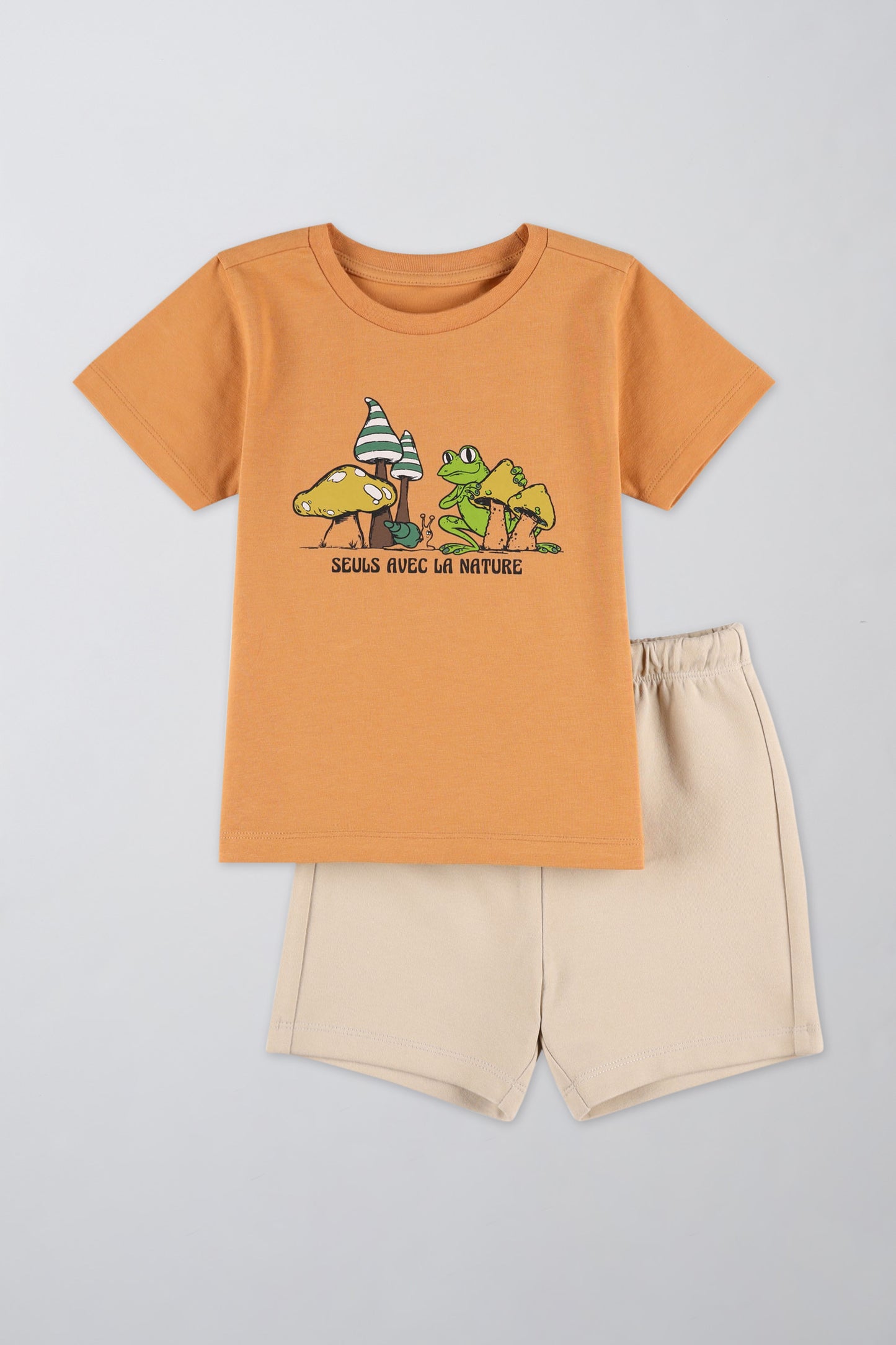 Ensemble coloré avec t-shirt et short - Enfant garçon && BRUN