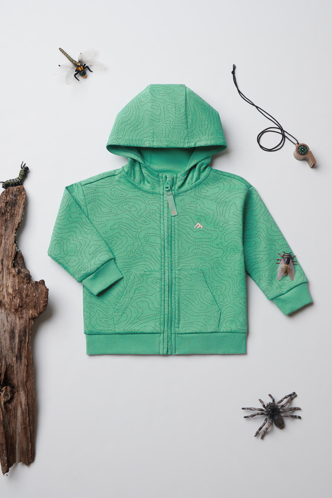 Veste en coton ouaté à capuchon - Bébé garçon && VERT/MULTI