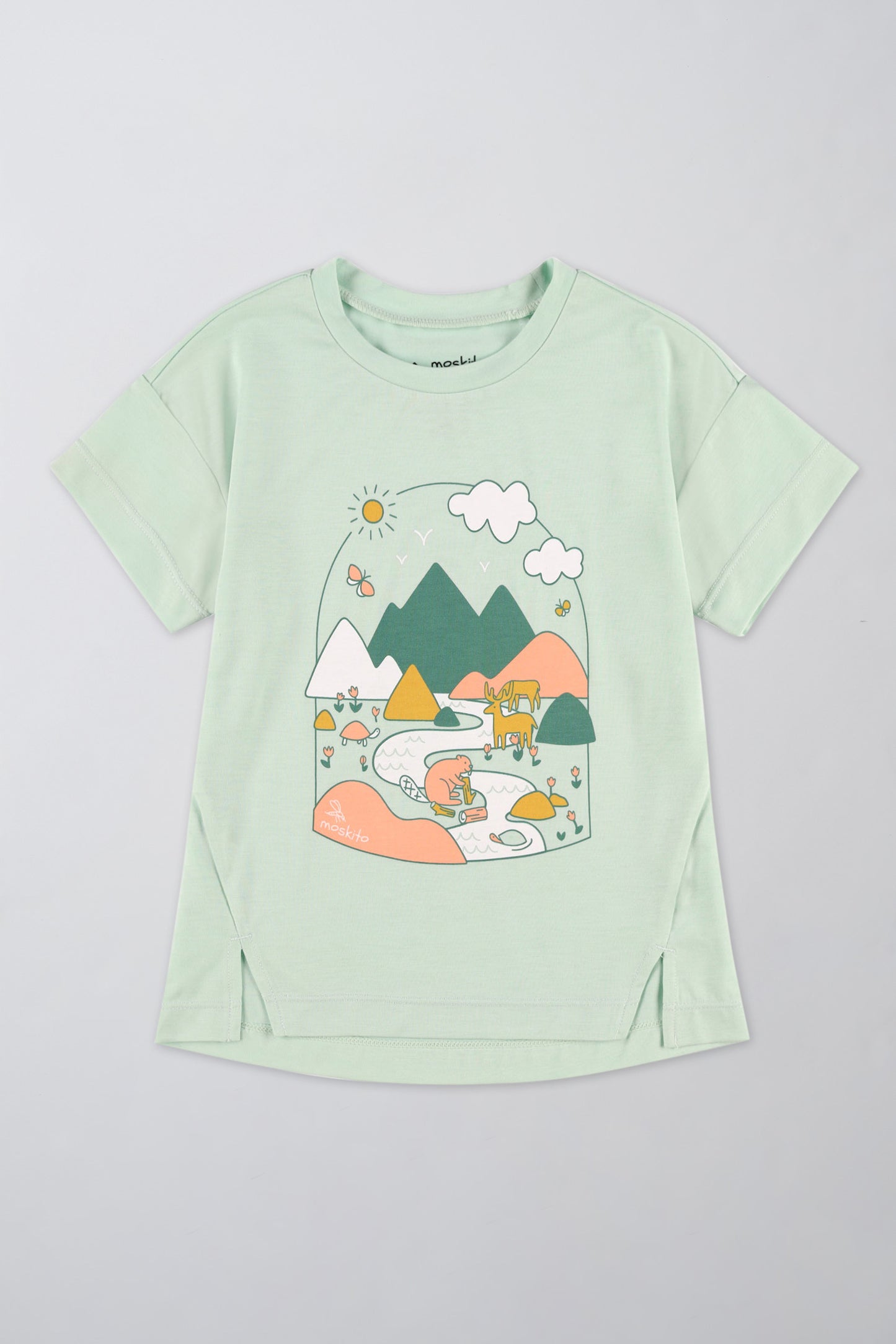 T-shirt léger en lyocell - Enfant fille && VERT