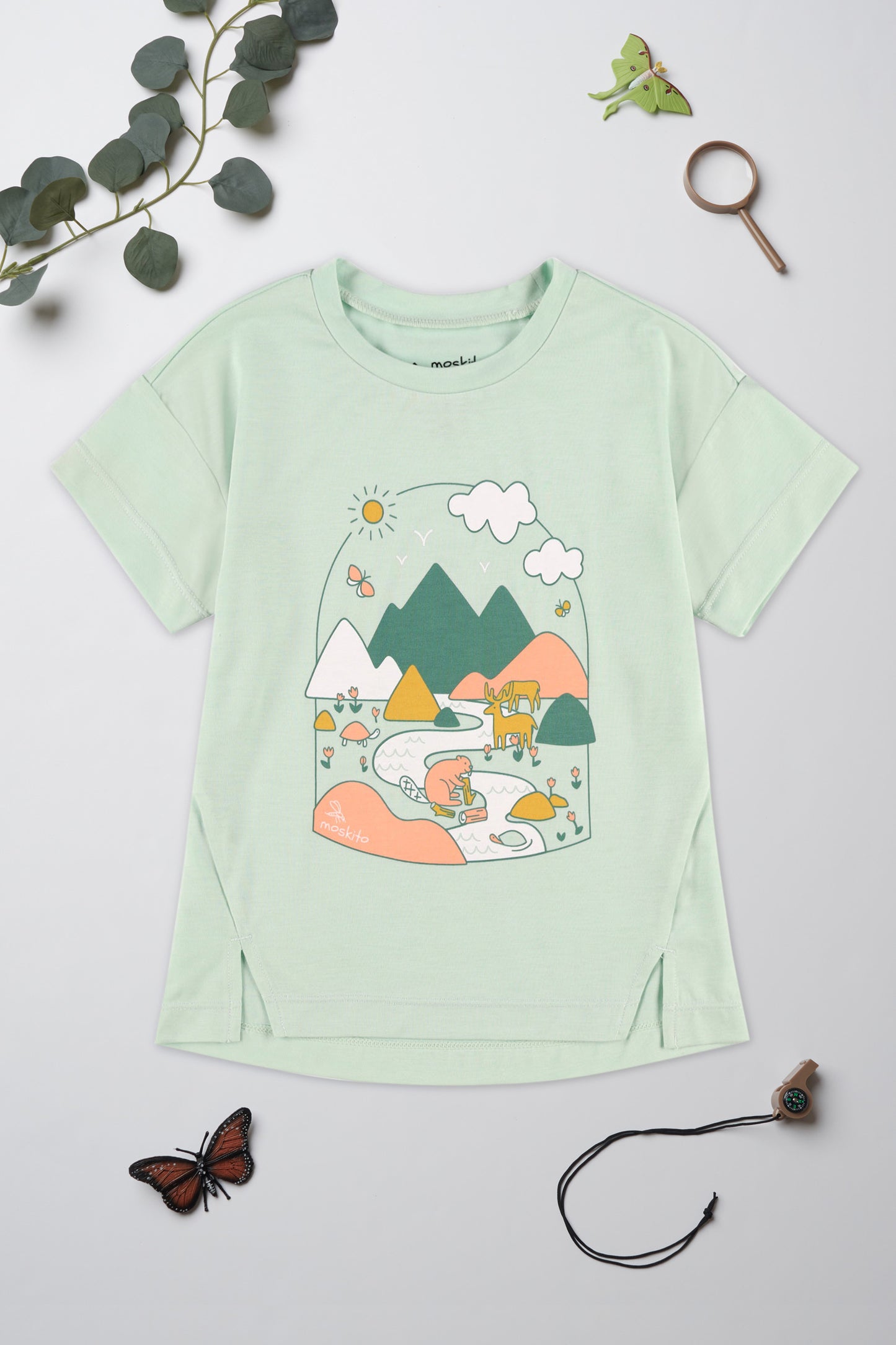 T-shirt léger en lyocell - Enfant fille && VERT