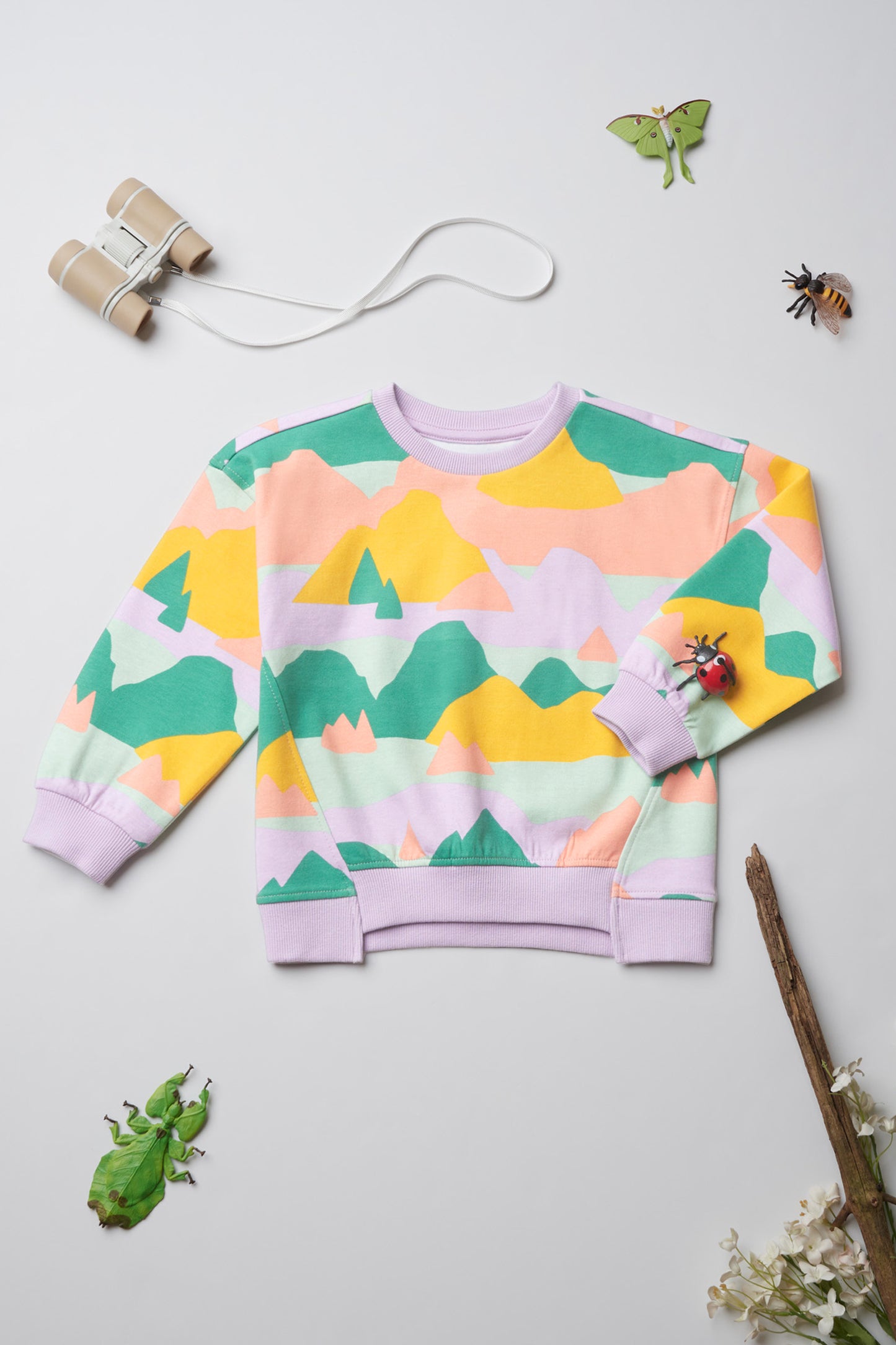 Chandail en coton ouaté respirant - Enfant fille && LILAS MULTI