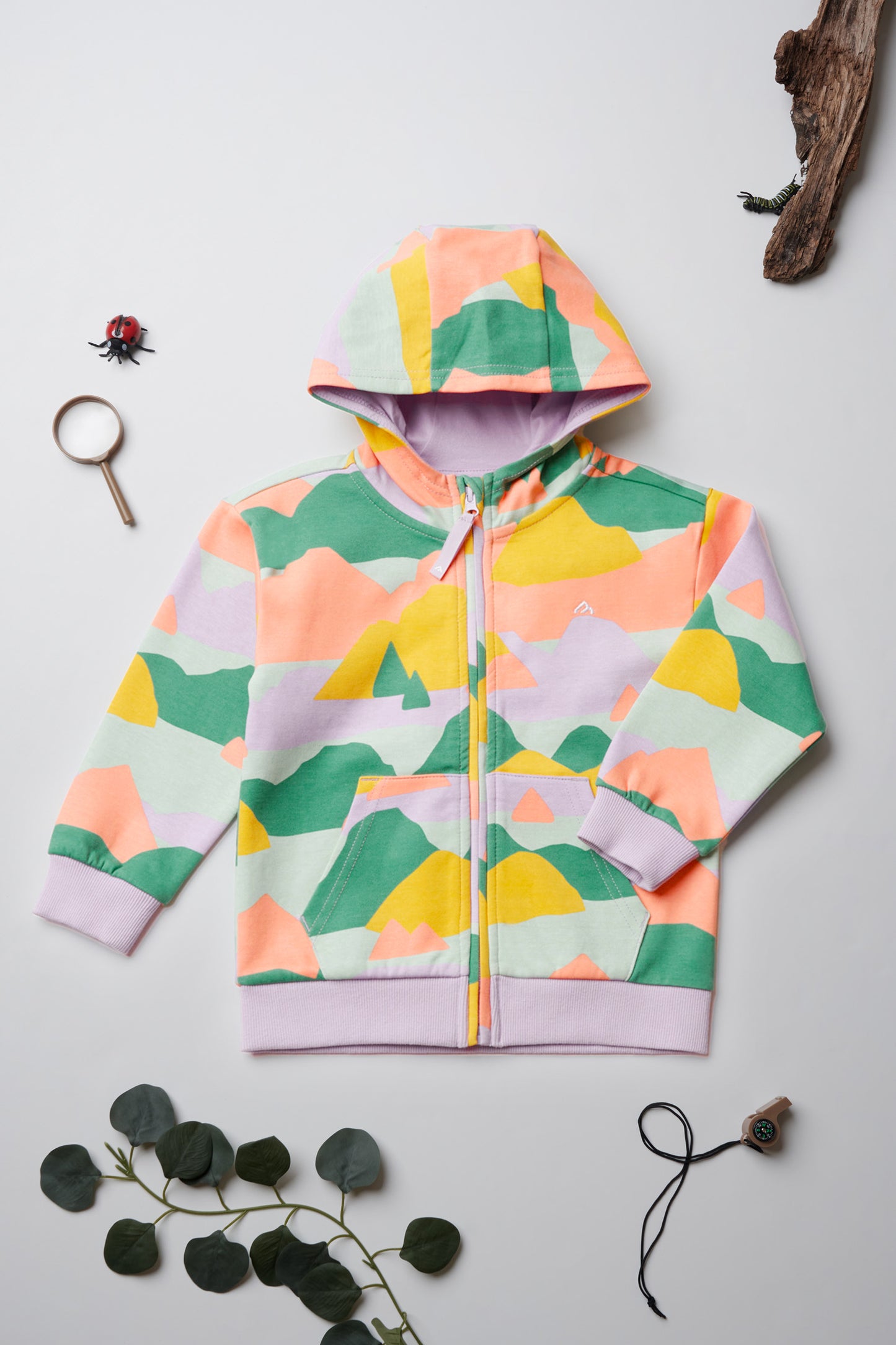 Veste en coton ouaté à capuchon - Enfant fille && LILAS MULTI