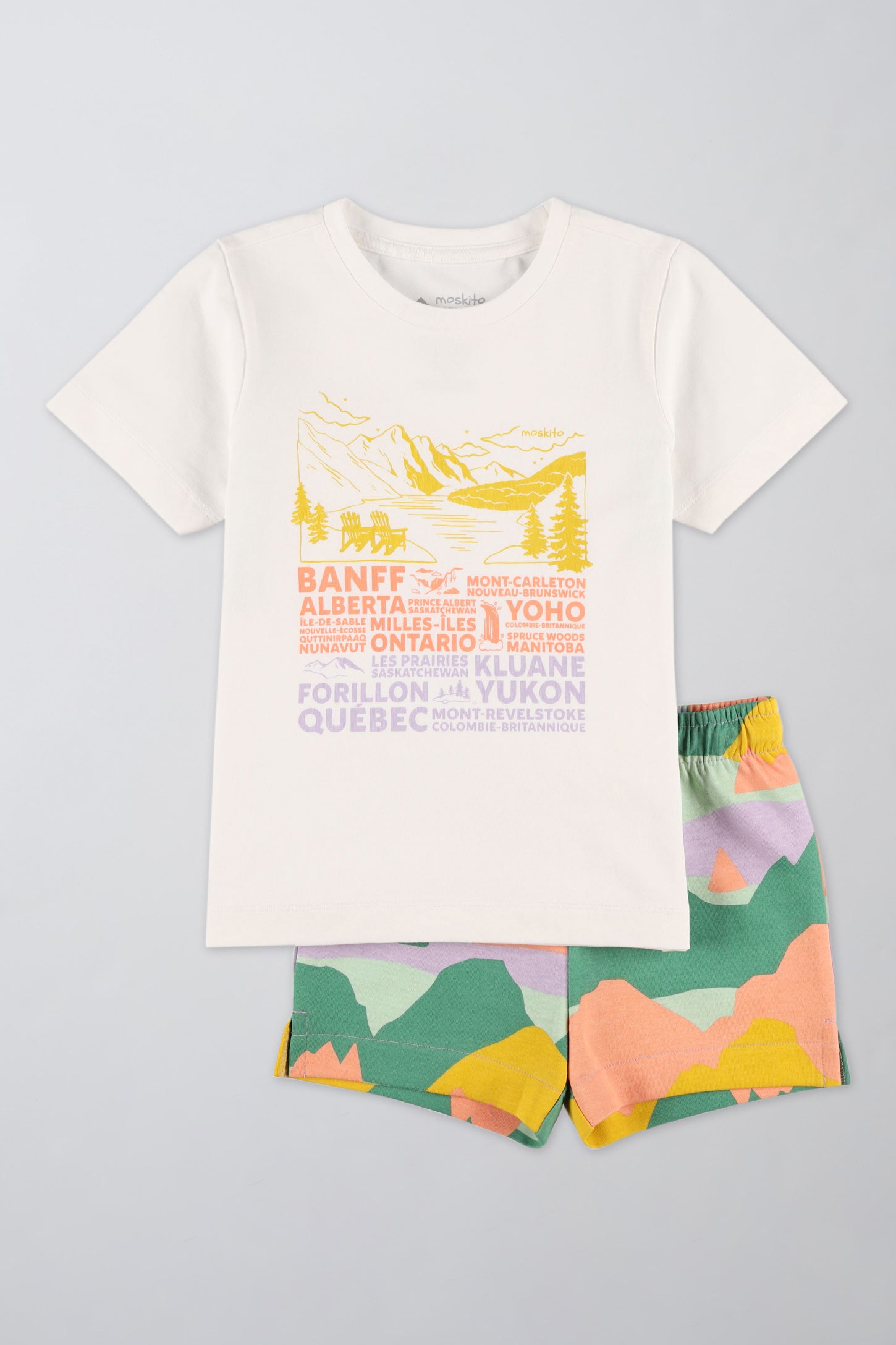 Ensemble coloré avec t-shirt et short - Enfant fille && BLANC