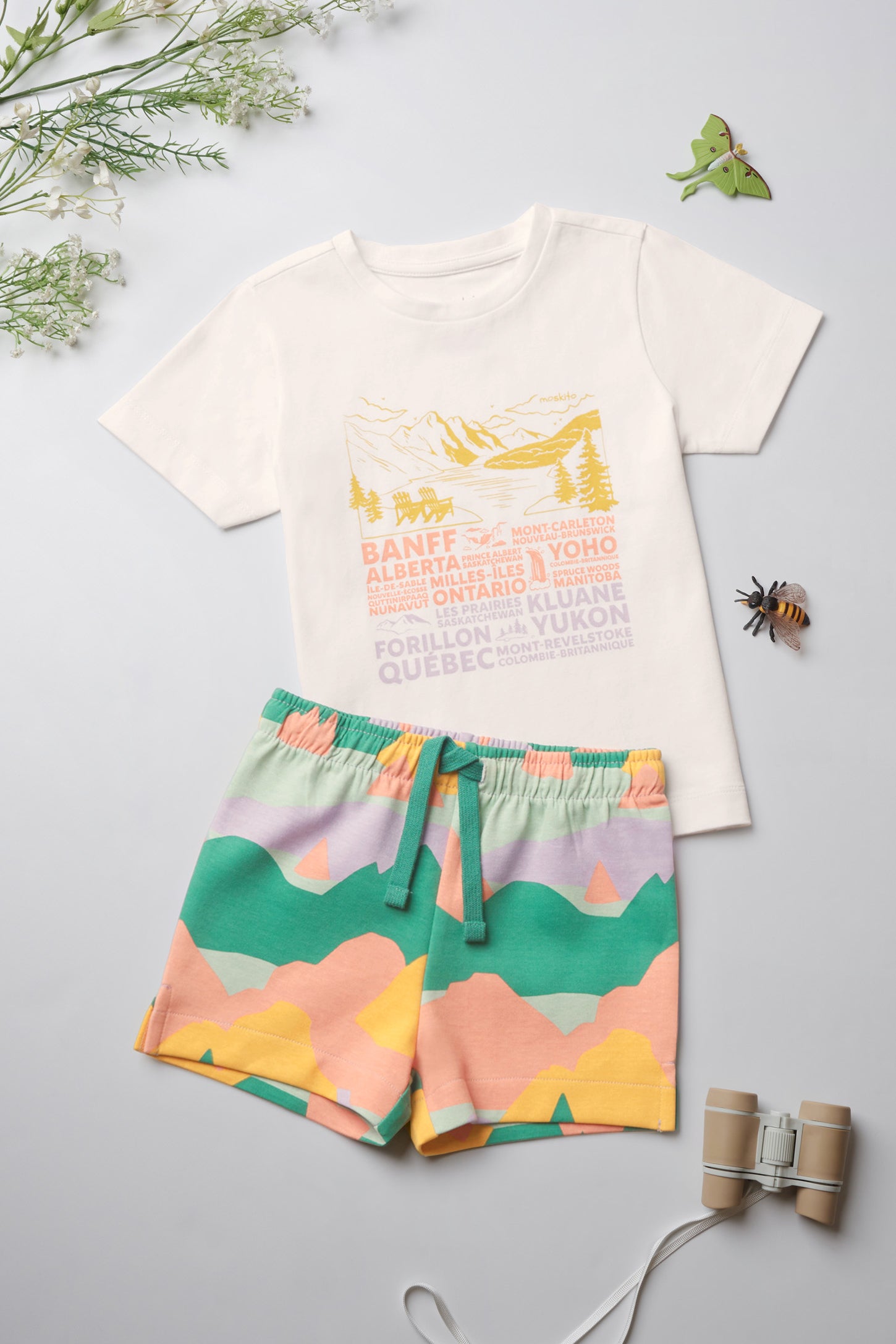 Ensemble coloré avec t-shirt et short - Enfant fille && BLANC