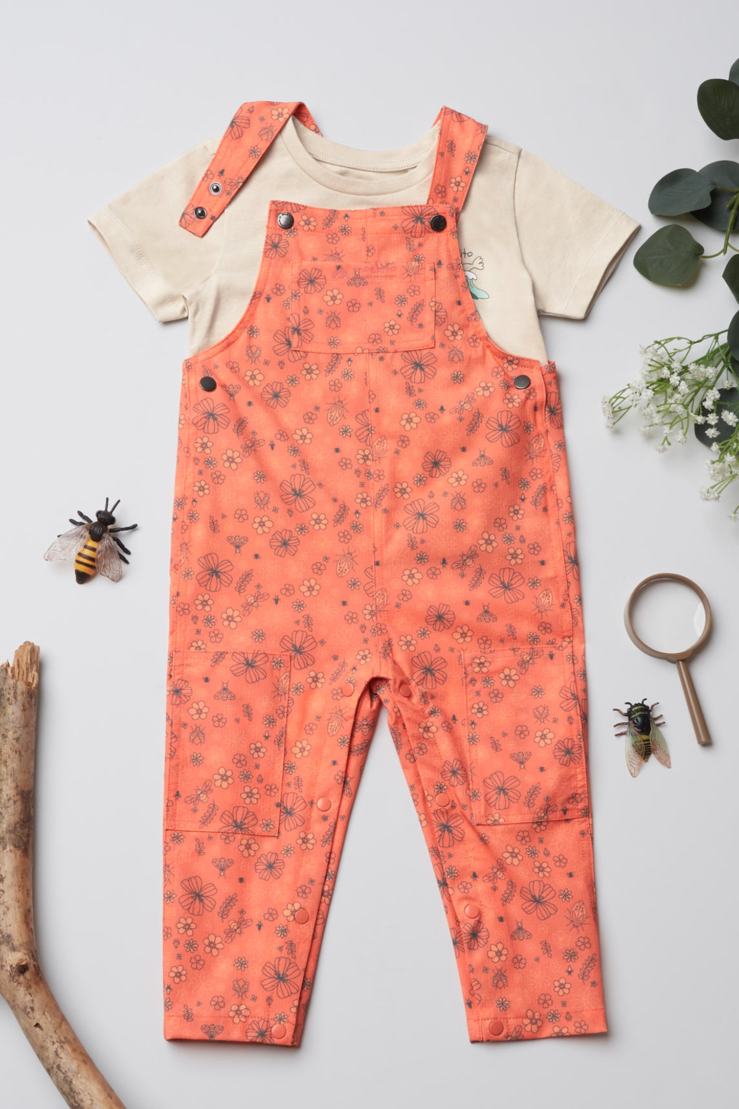 Salopette extensible en ripstop - Bébé fille && ORANGE MULTI