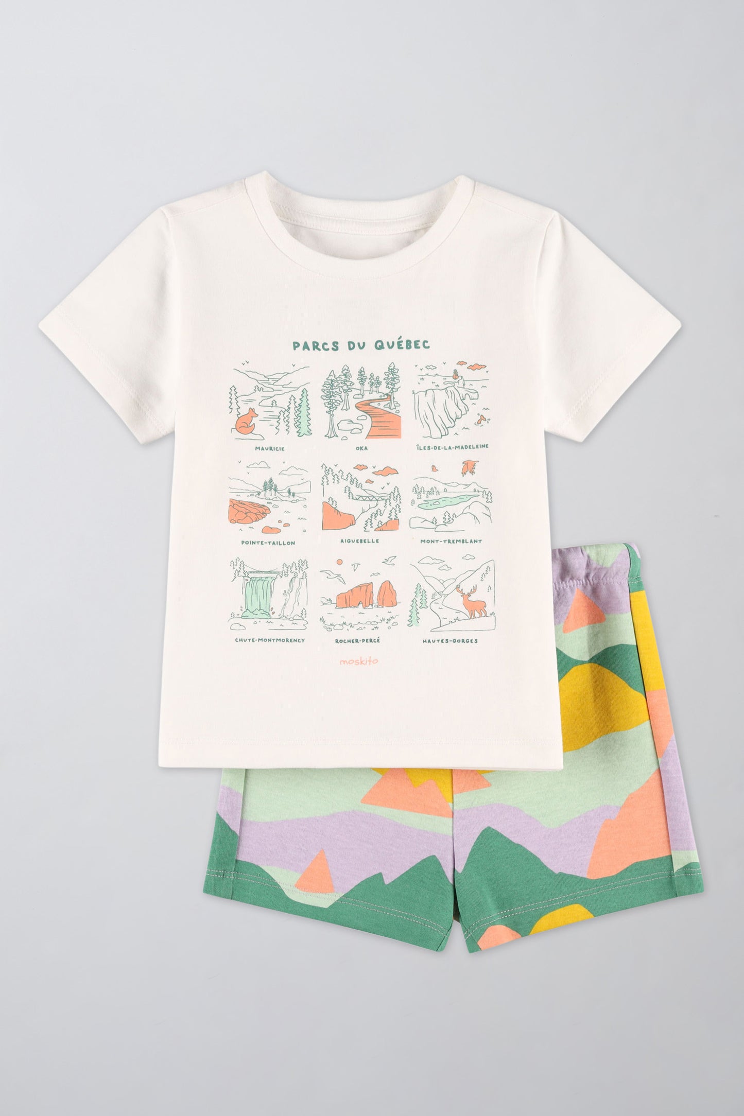 Ensemble coloré avec t-shirt et short - Bébé fille && BLANC