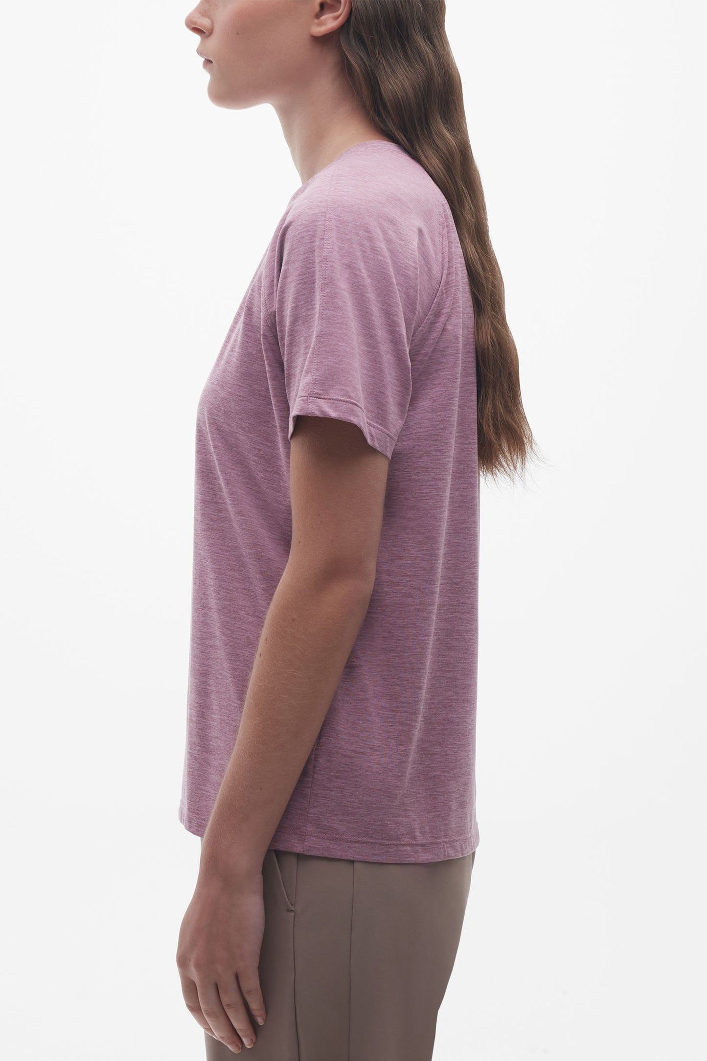 T-shirt col rond sport - Femme && MAUVE MIX