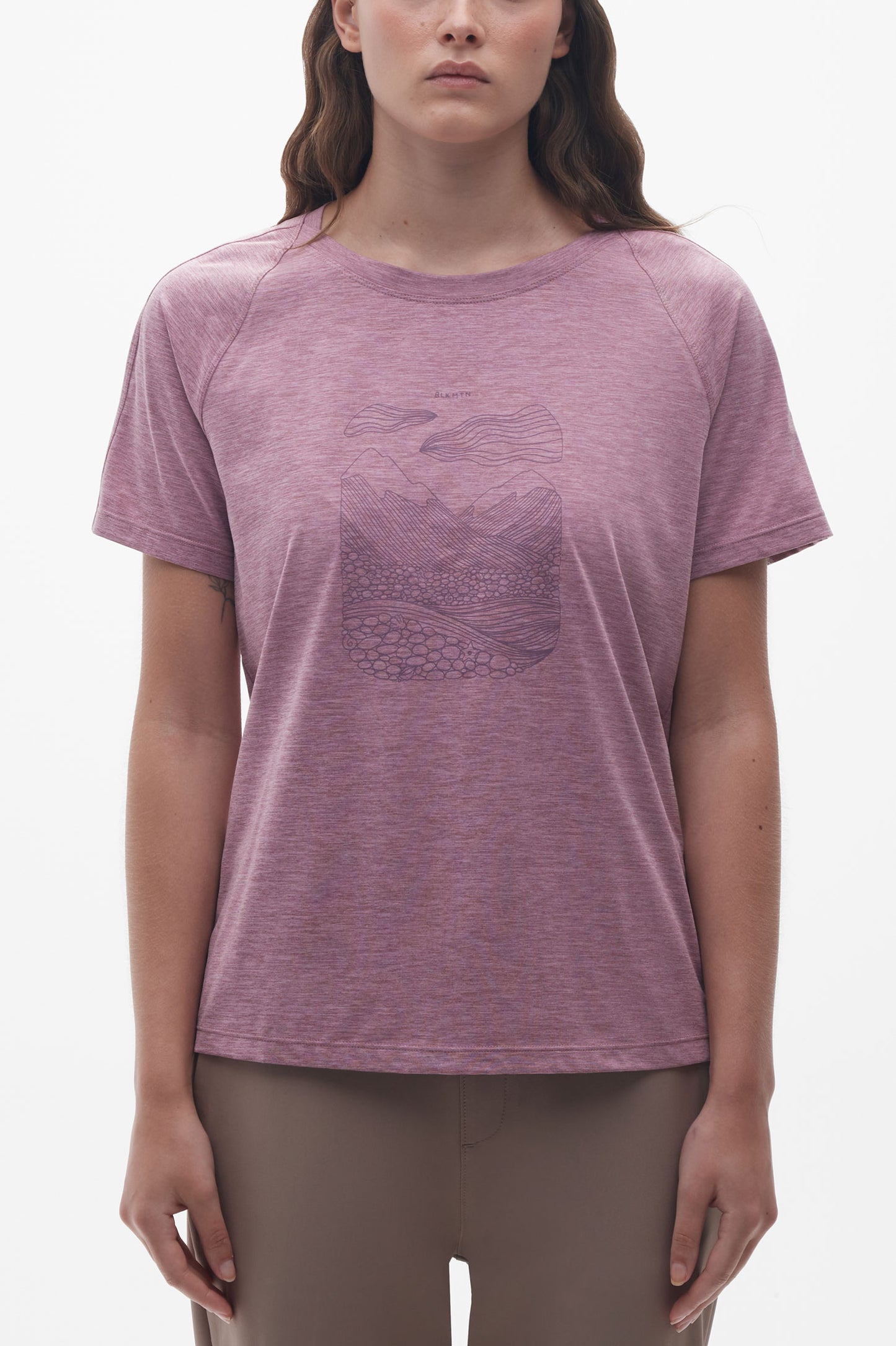 T-shirt col rond sport - Femme && MAUVE MIX