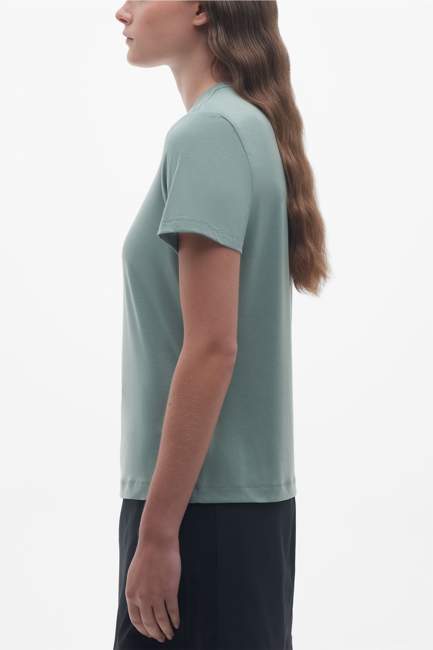 T-shirt sport col rond lyocell - Femme && VERT