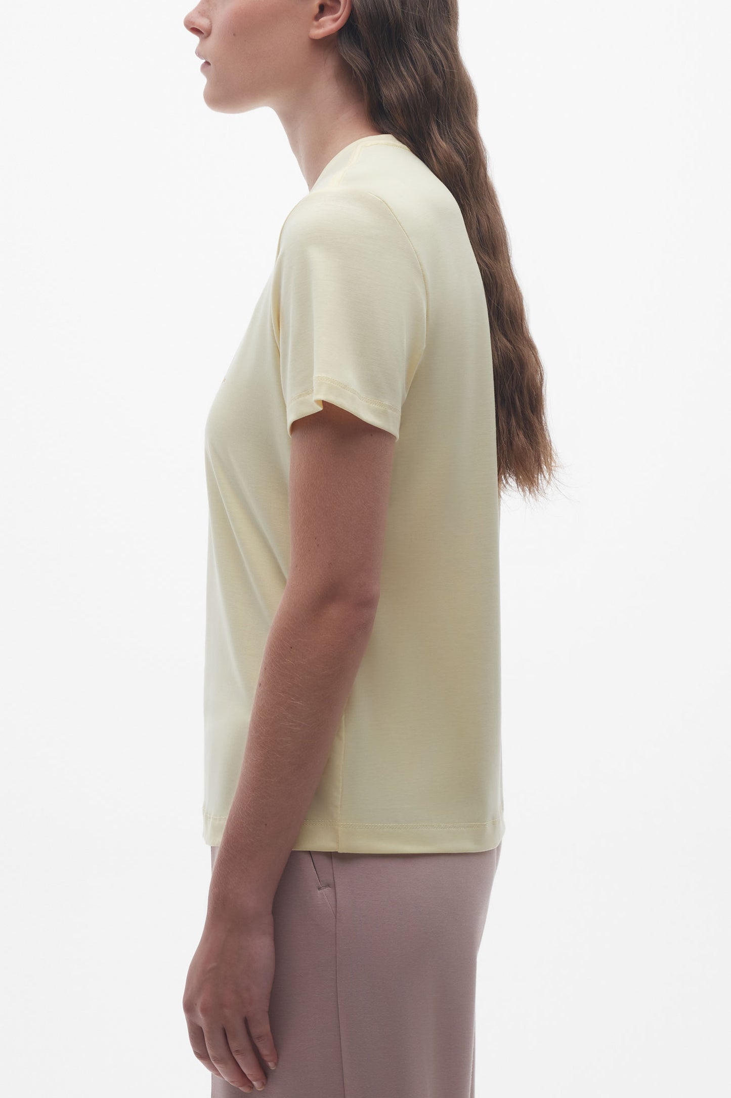 T-shirt sport col rond lyocell - Femme && JAUNE