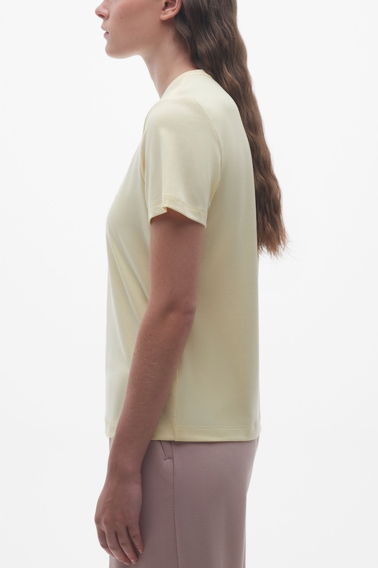 T-shirt sport col rond lyocell - Femme && JAUNE