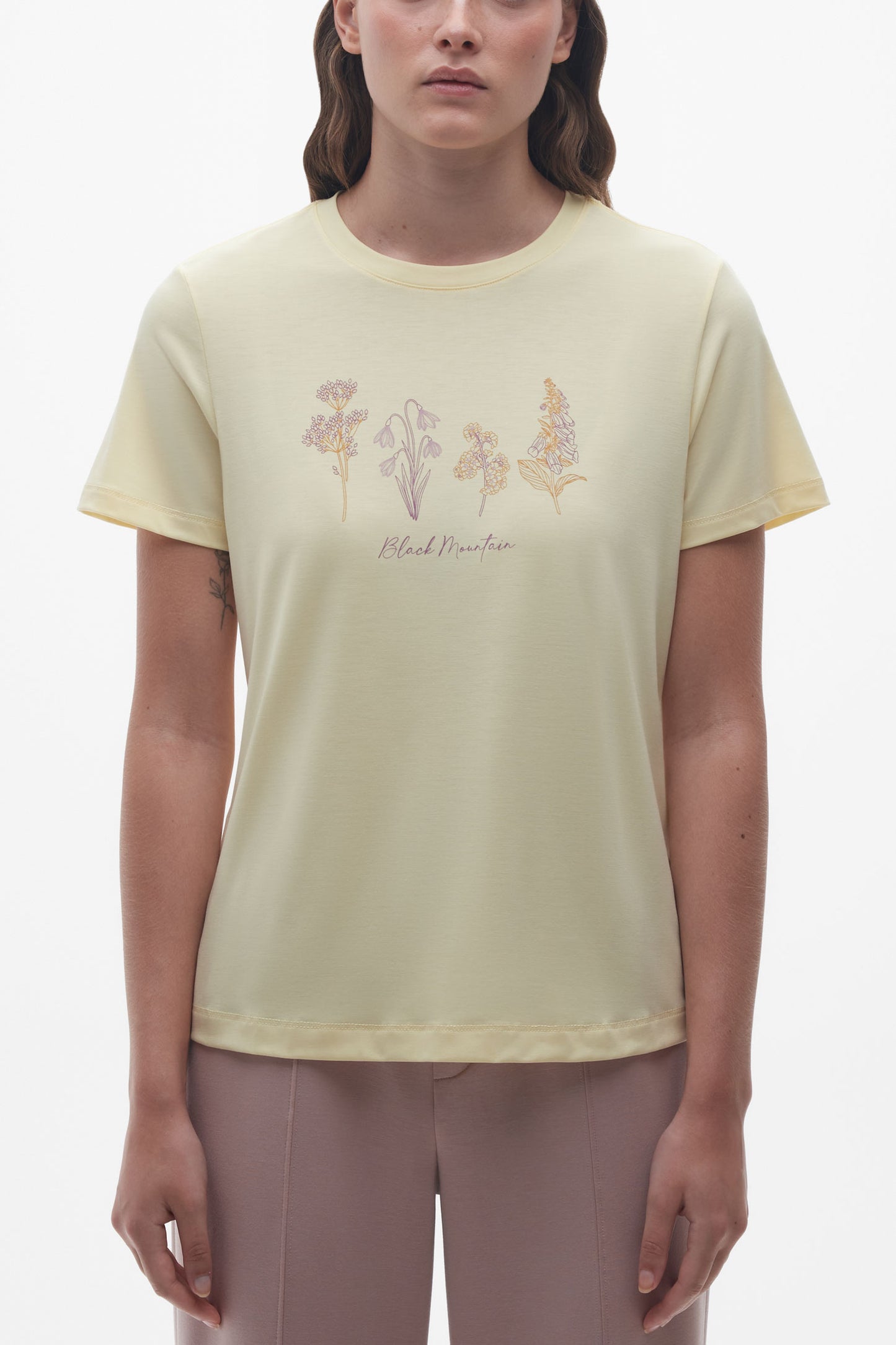 T-shirt sport col rond lyocell - Femme && JAUNE