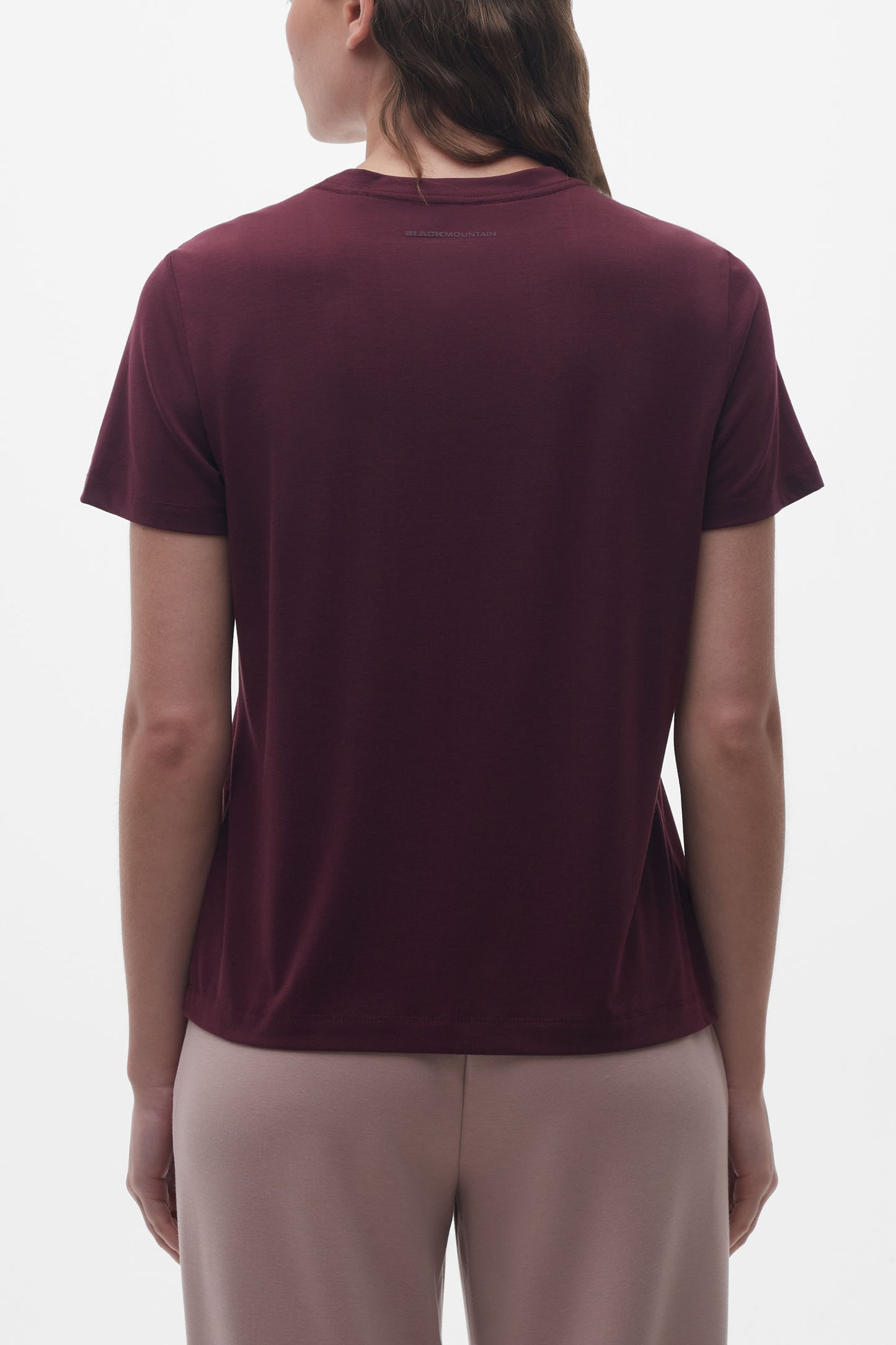 T-shirt sport col rond lyocell - Femme && ROUGE VIN