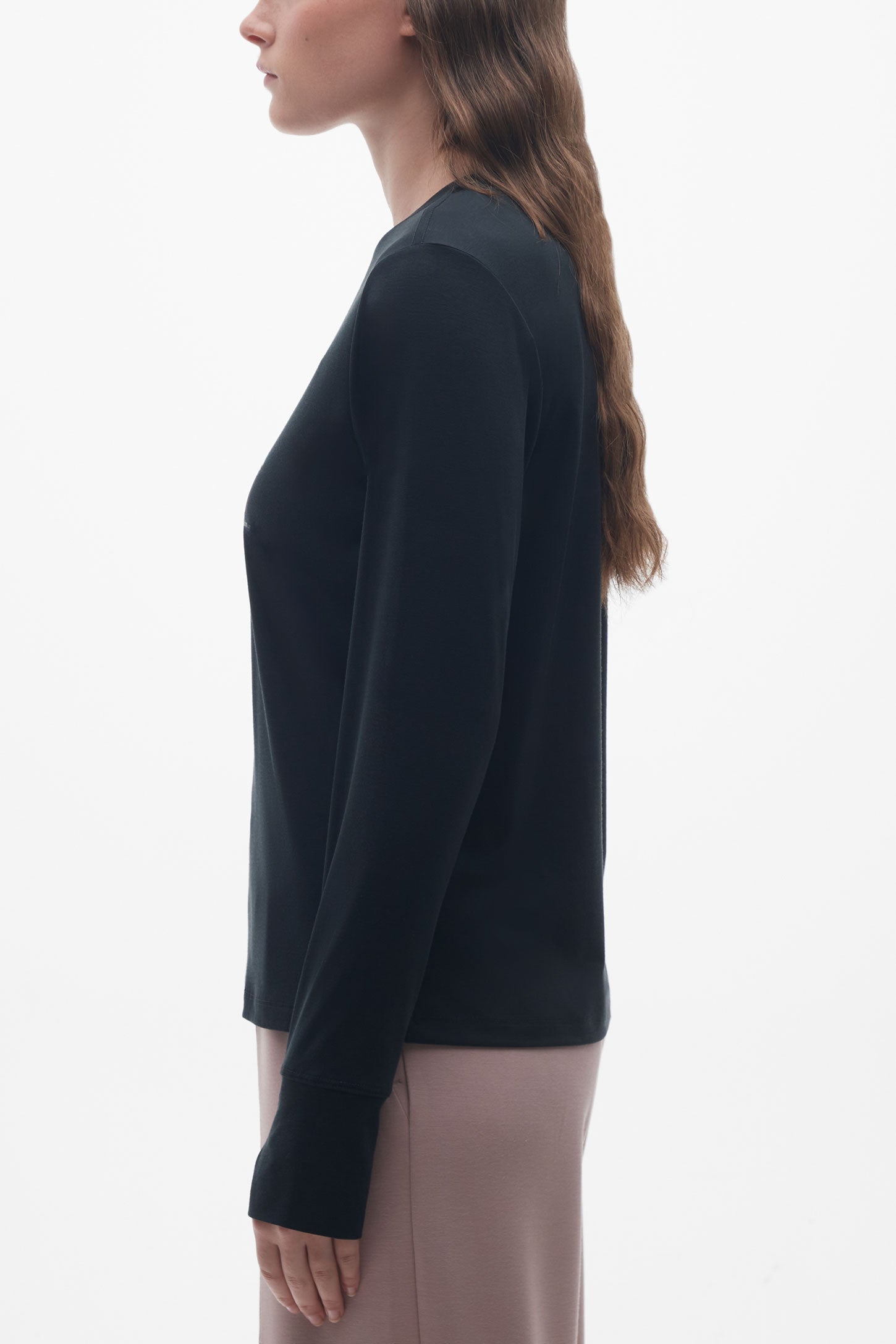 Chandail manches longues en lyocell - Femme && NOIR