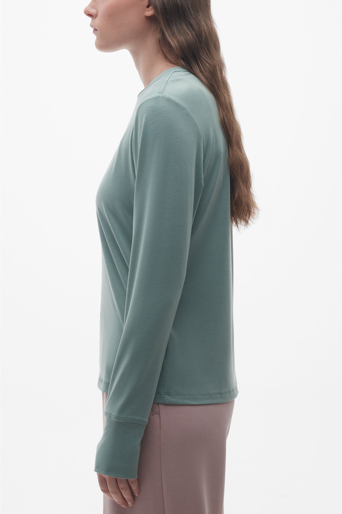 Chandail manches longues en lyocell - Femme && VERT
