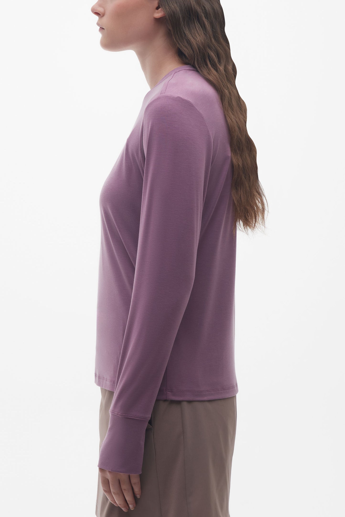 Chandail manches longues en lyocell - Femme && MAUVE FONCE