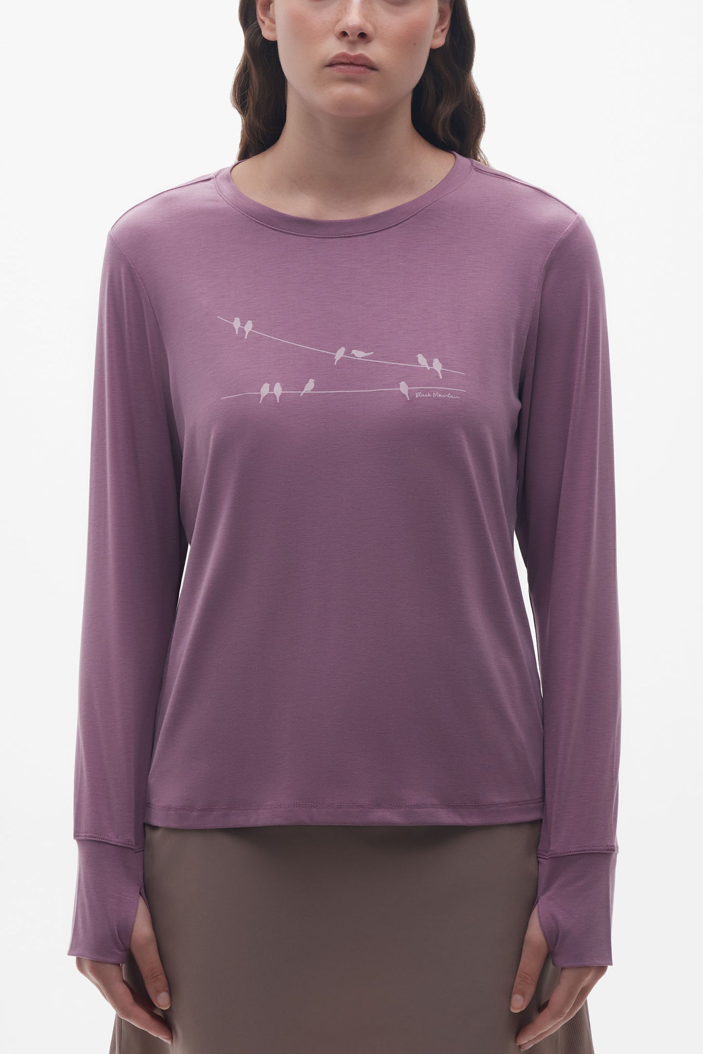 Chandail manches longues en lyocell - Femme && MAUVE FONCE