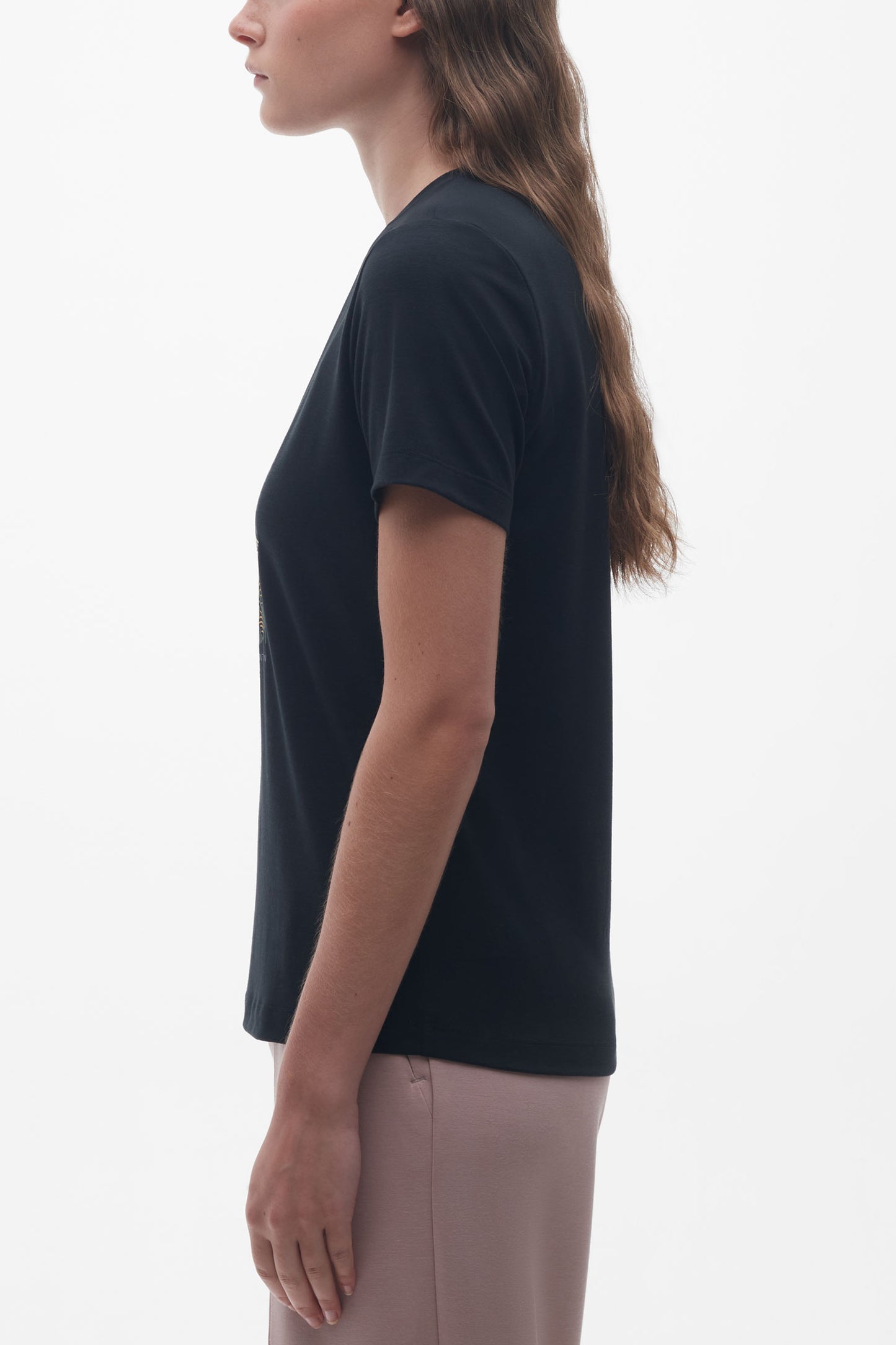 T-shirt col rond mérinos - Femme && NOIR